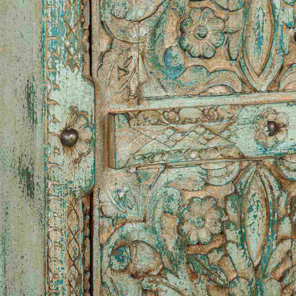 ARMARIO DALIAN ARTESANAL DE MADERA TALLADA VERDE AGUAMARINA image 4