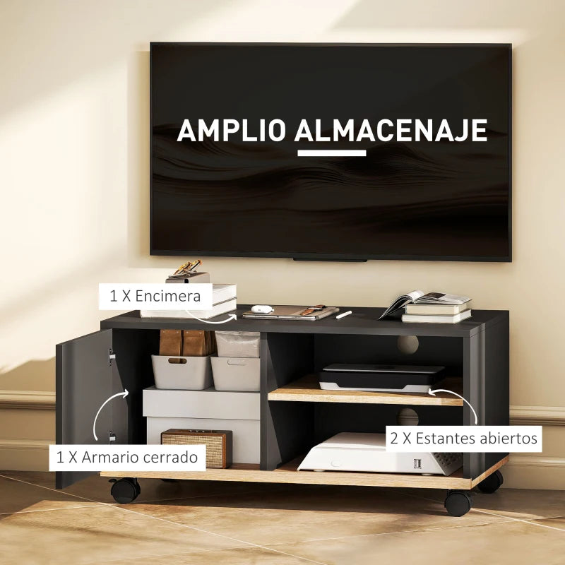 MUEBLE TV CON RUEDAS NEGRO image 7