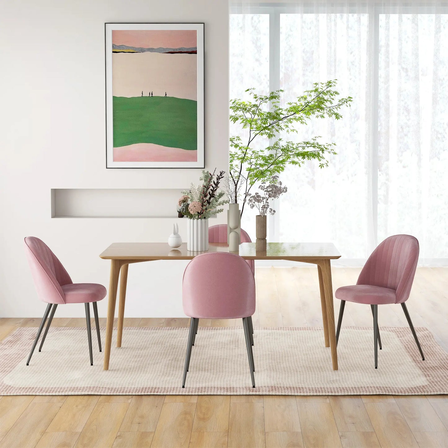 PACK DE 4 SILLAS DE COMEDOR MODERNAS EN TERCIOPELO ROSA PALO image 6