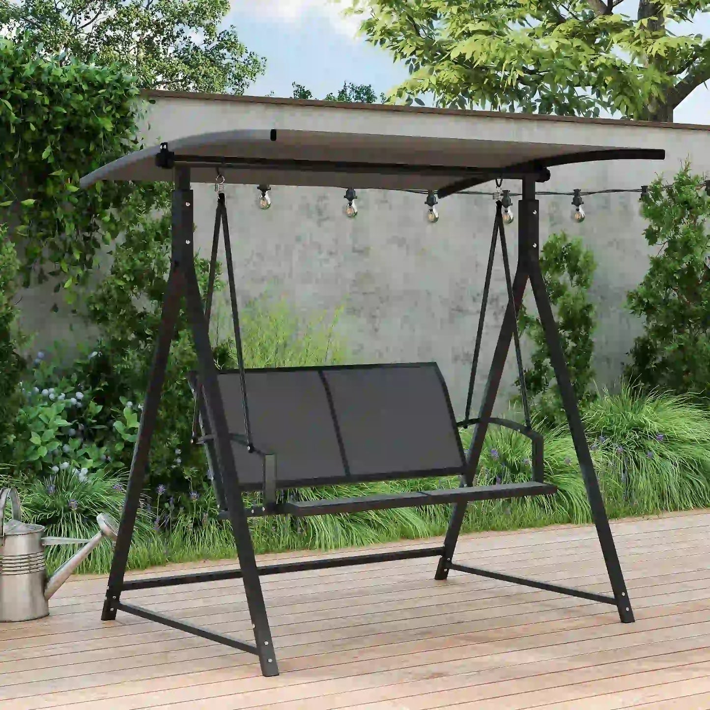 COLUMPIO DE JARDÍN 2 PLAZAS GREY RELAX – ESTRUCTURA TRIANGULAR CON TOLDO AJUSTAB image 1