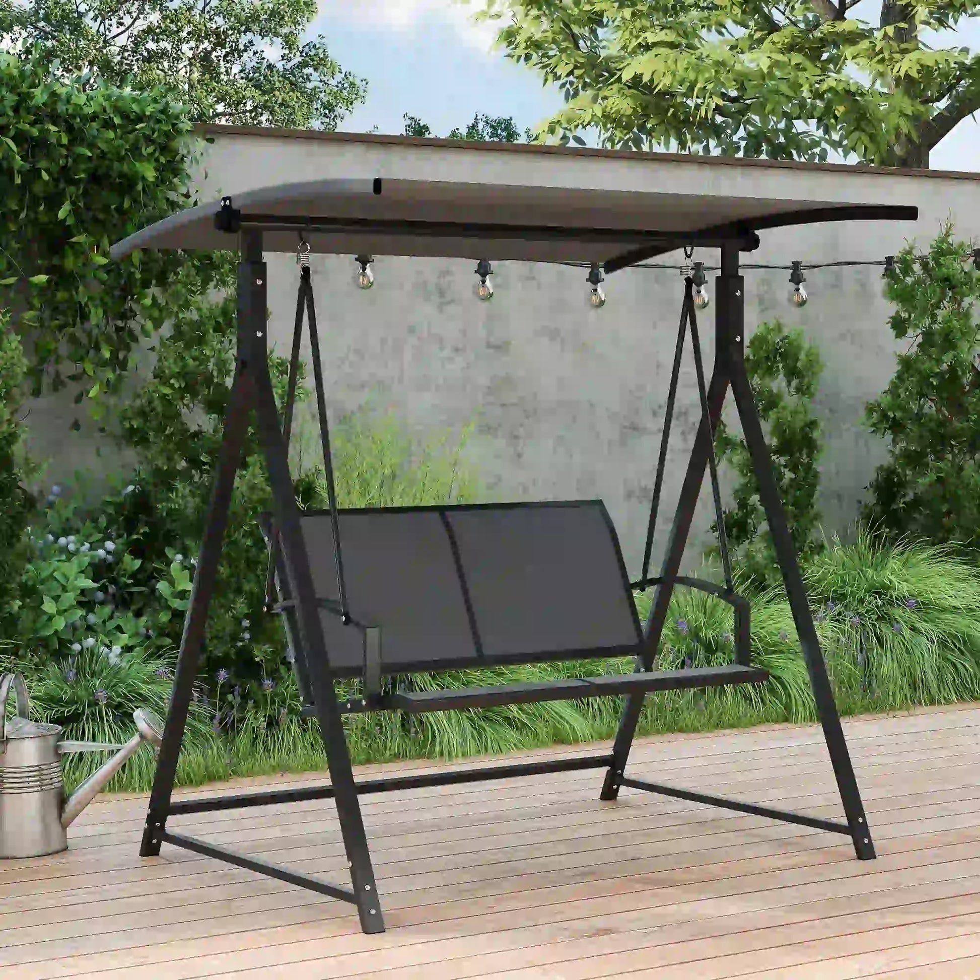 COLUMPIO DE JARDÍN 2 PLAZAS GREY RELAX – ESTRUCTURA TRIANGULAR CON TOLDO AJUSTAB image 1