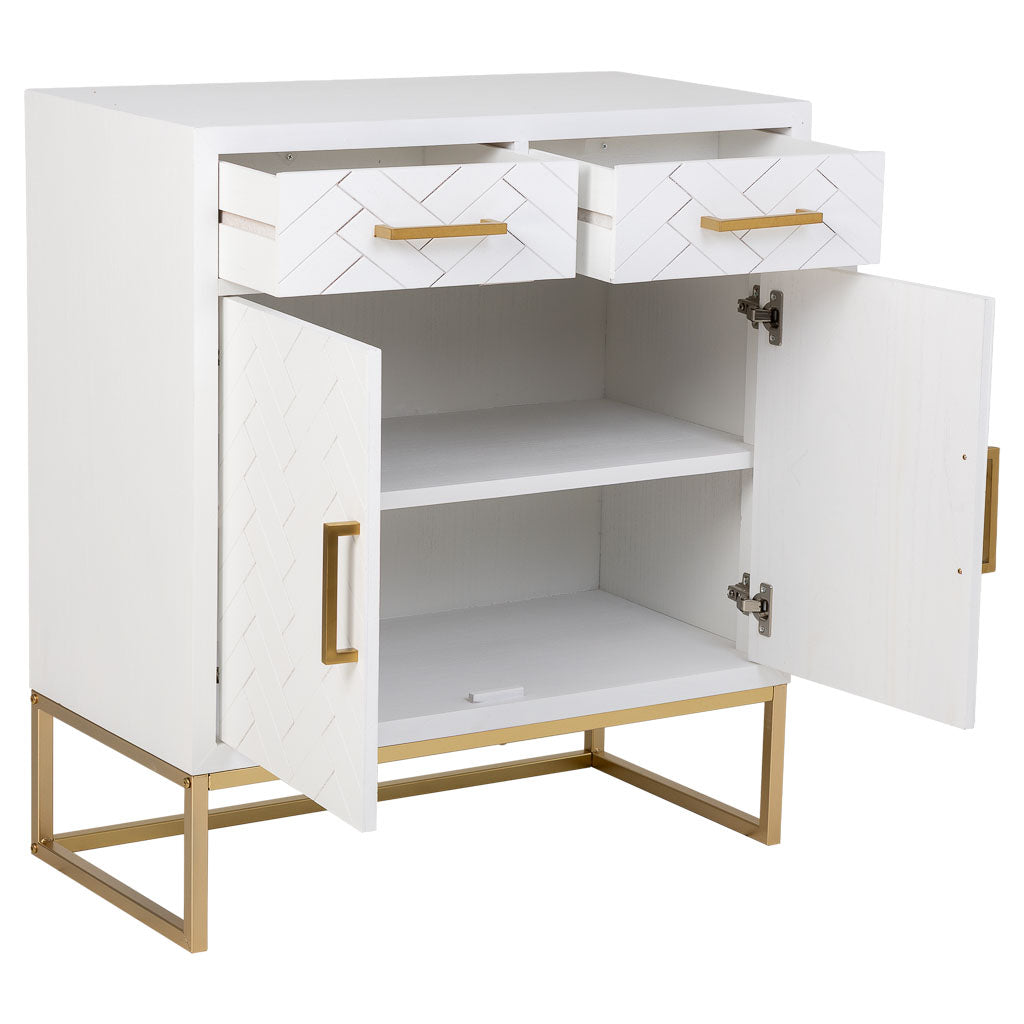 APARADOR MARTA DE MADERA Y METAL BLANCO 2 CAJONES + 2 PUERTAS image 1