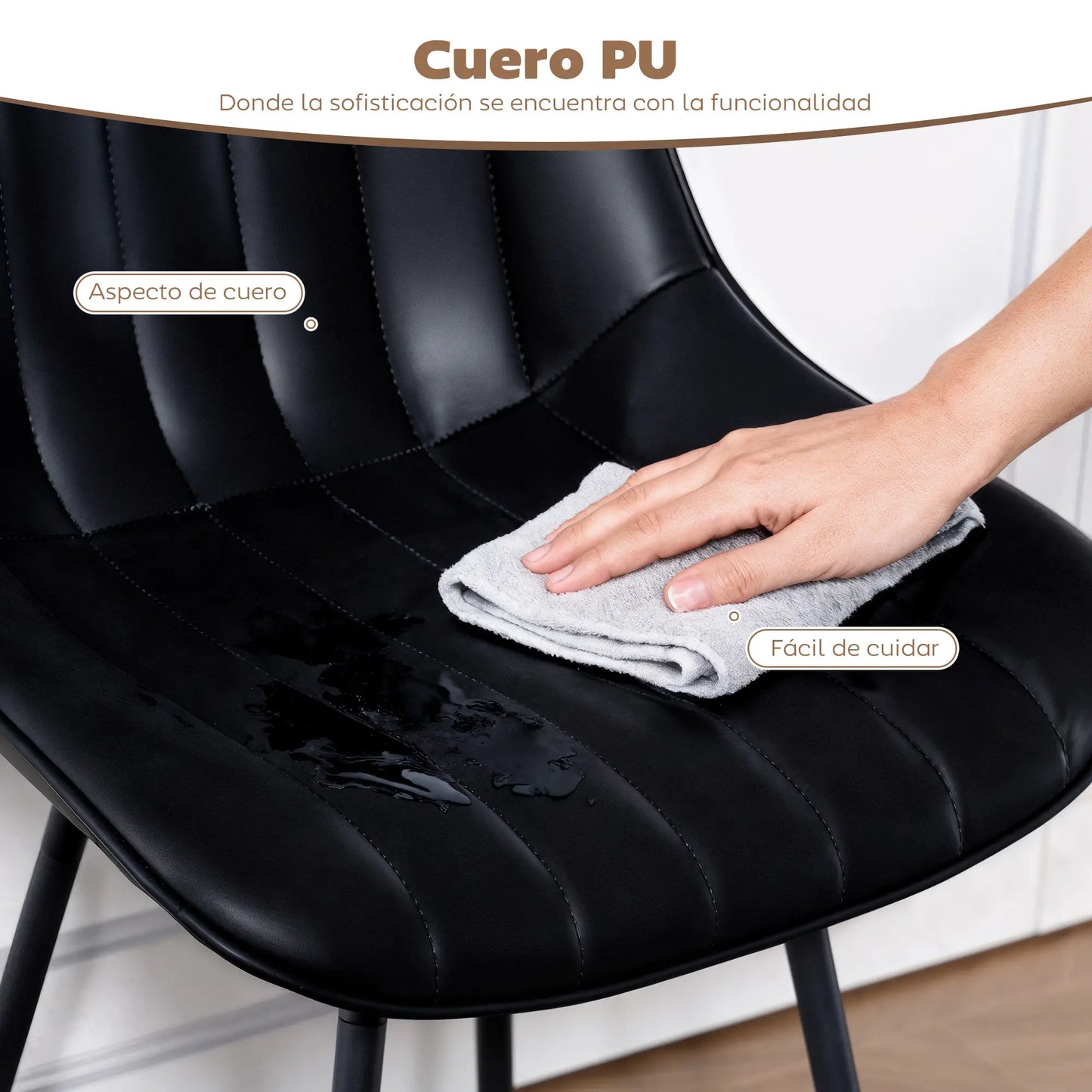 🪑 Juego de 2 Taburetes de Bar Giratorios 360° con Respaldo y Reposapiés – Tapizados en Cuero Sintético Blanco o Negro