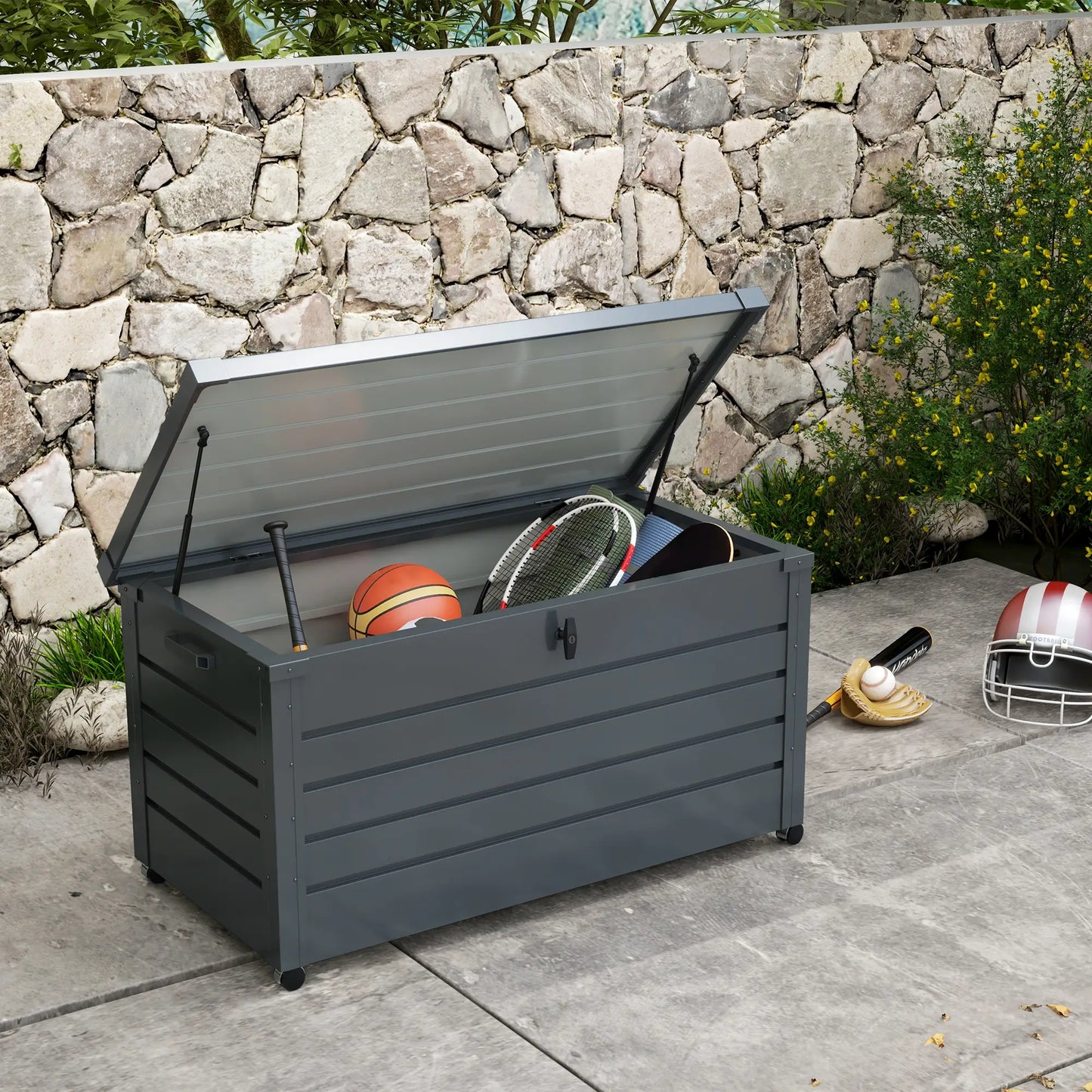 BAÚL DE EXTERIOR DE ACERO GALVANIZADO CON RUEDAS 311 L – MODELO TITAN image 0