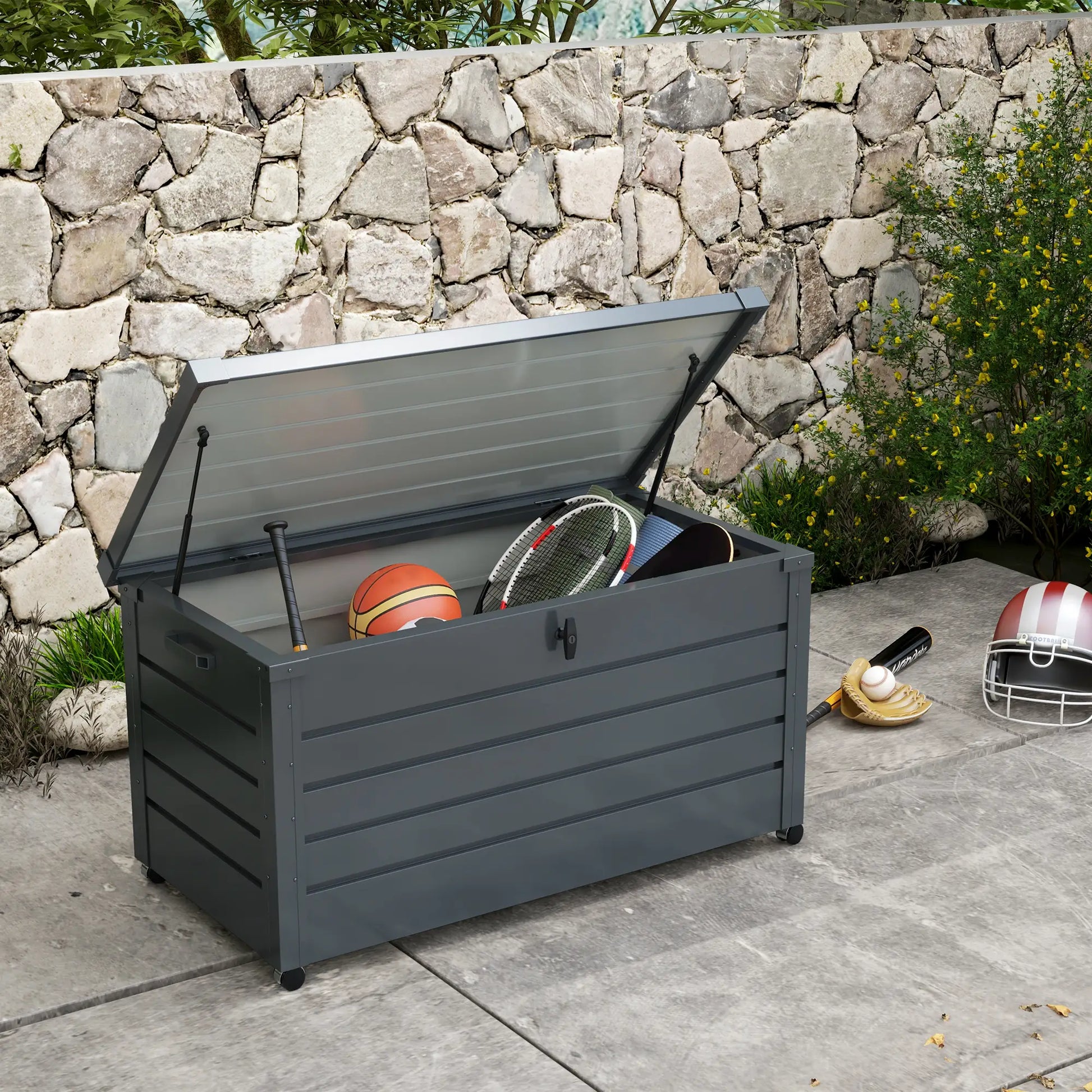 BAÚL DE EXTERIOR DE ACERO GALVANIZADO CON RUEDAS 311 L – MODELO TITAN image 0