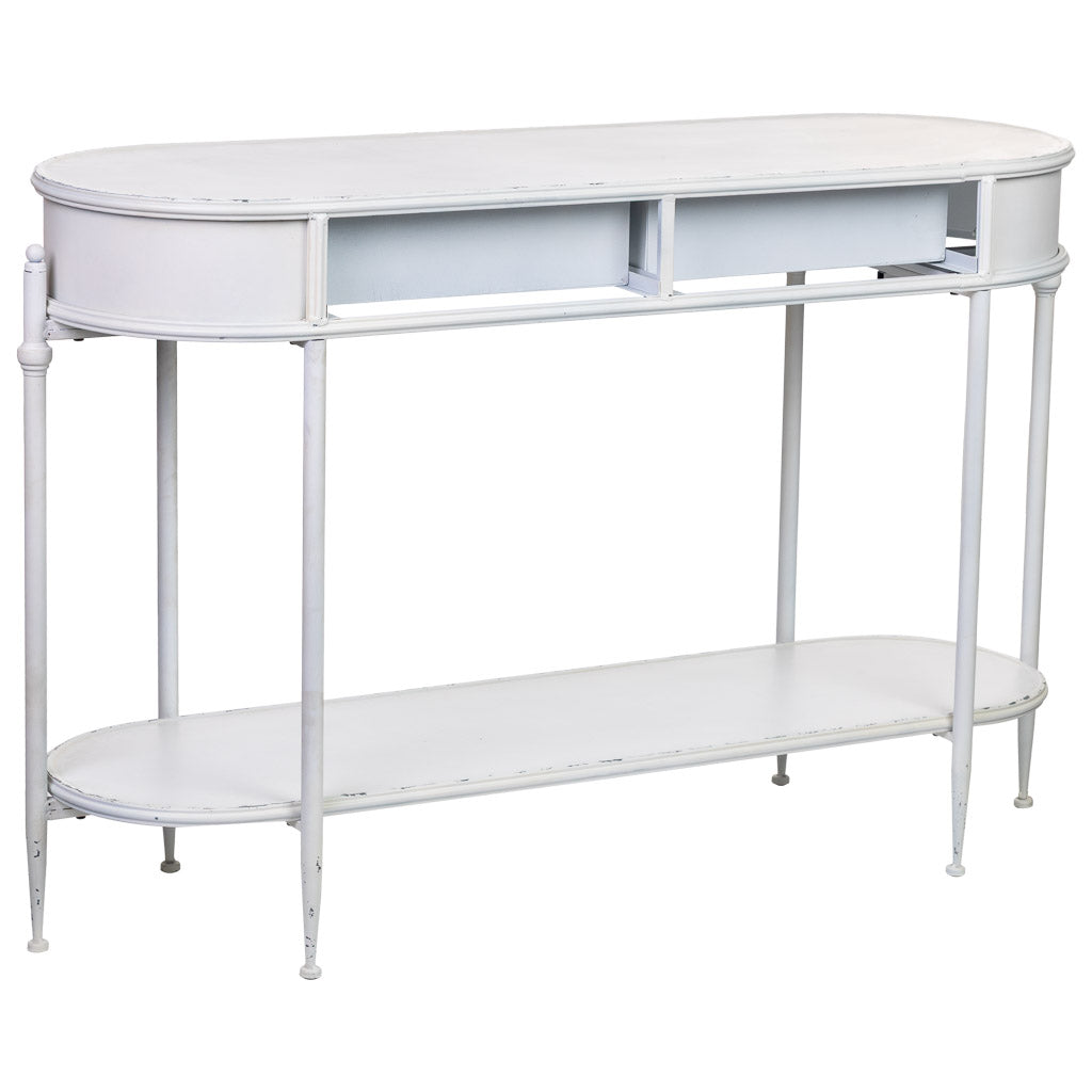 KIT RECIBIDOR ALKA DE METAL BLANCO ENVEJECIDO 2 CAJONES + 1 BALDA image 6