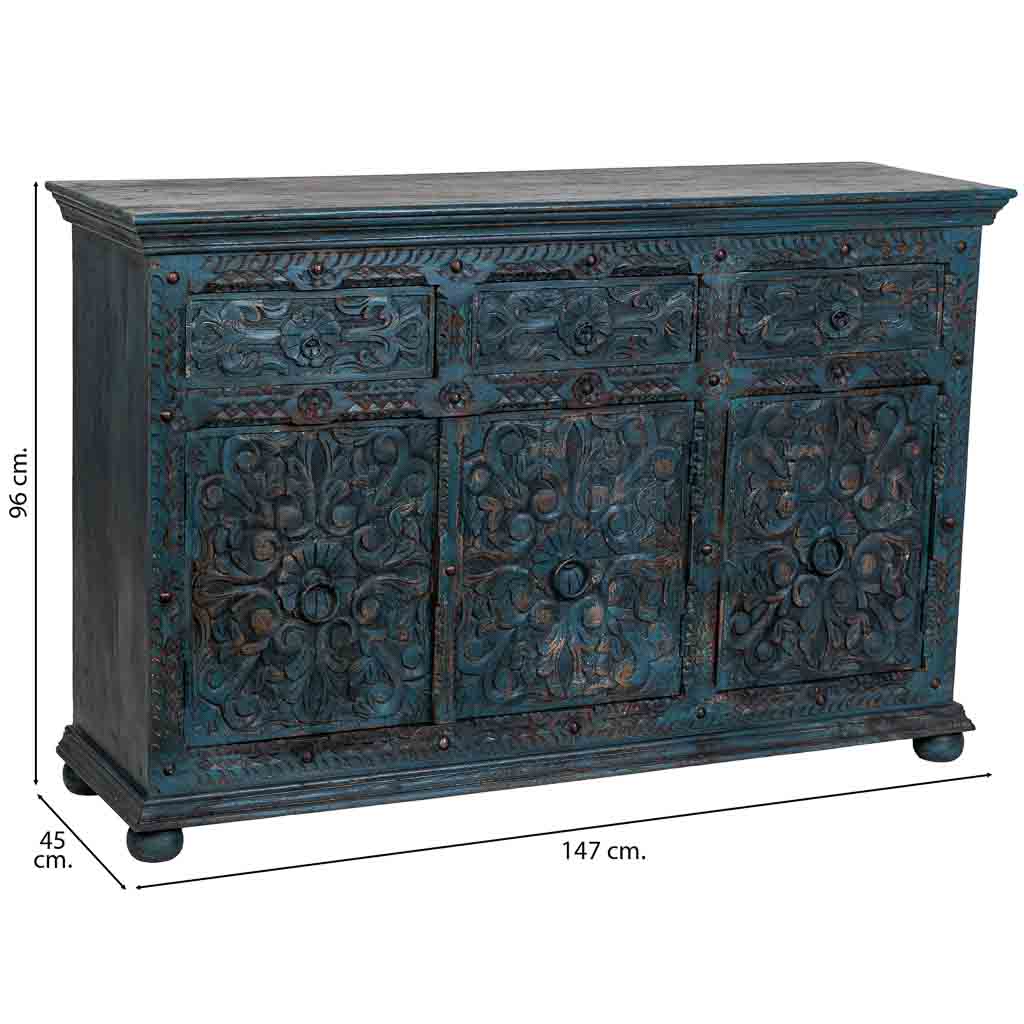 APARADOR DALIAN BLUE VINTAGE ARTESANAL image 5