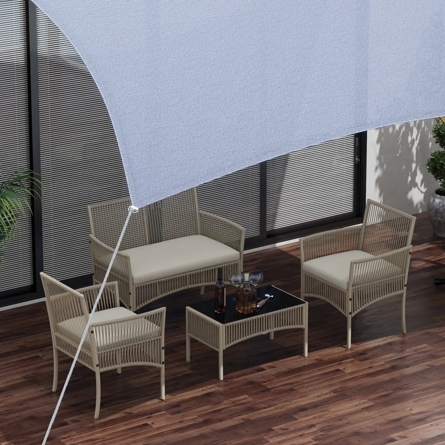 CONJUNTO DE MUEBLES DE TERRAZA DE RATÁN 4 PIEZAS TERRACONFORT CAQUI image 7