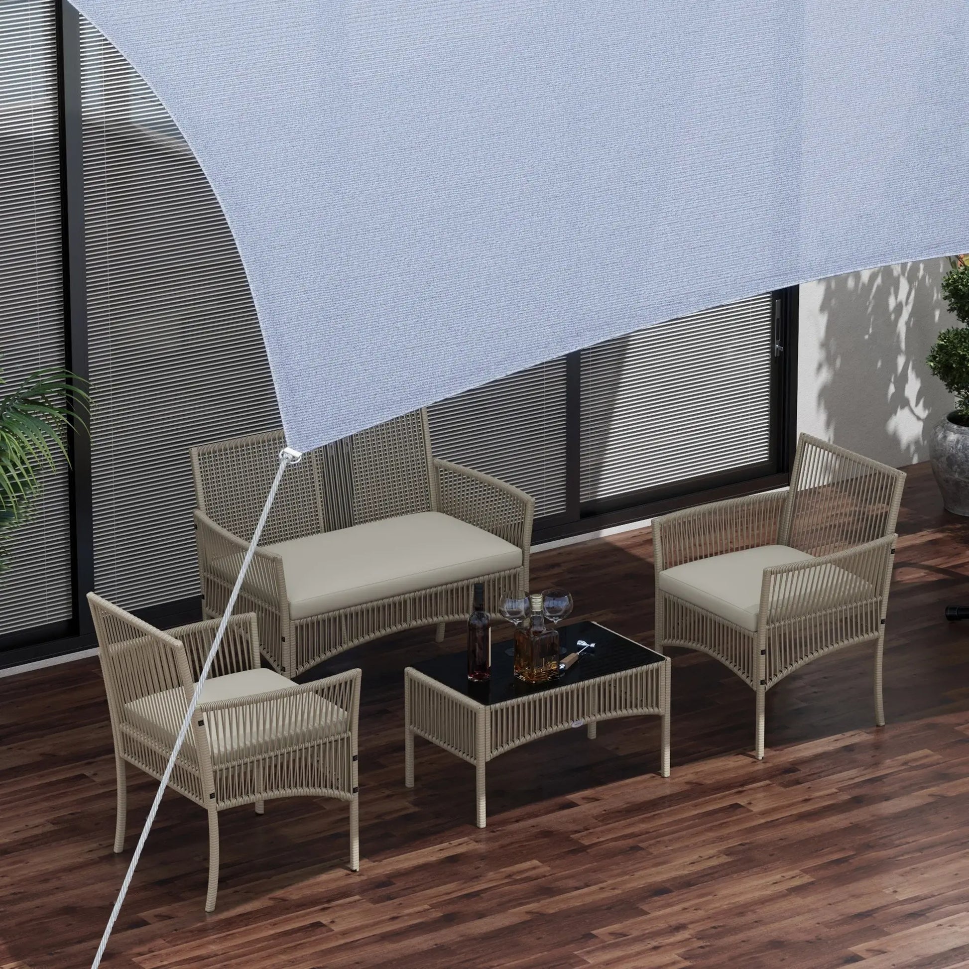 CONJUNTO DE MUEBLES DE TERRAZA DE RATÁN 4 PIEZAS TERRACONFORT CAQUI image 7