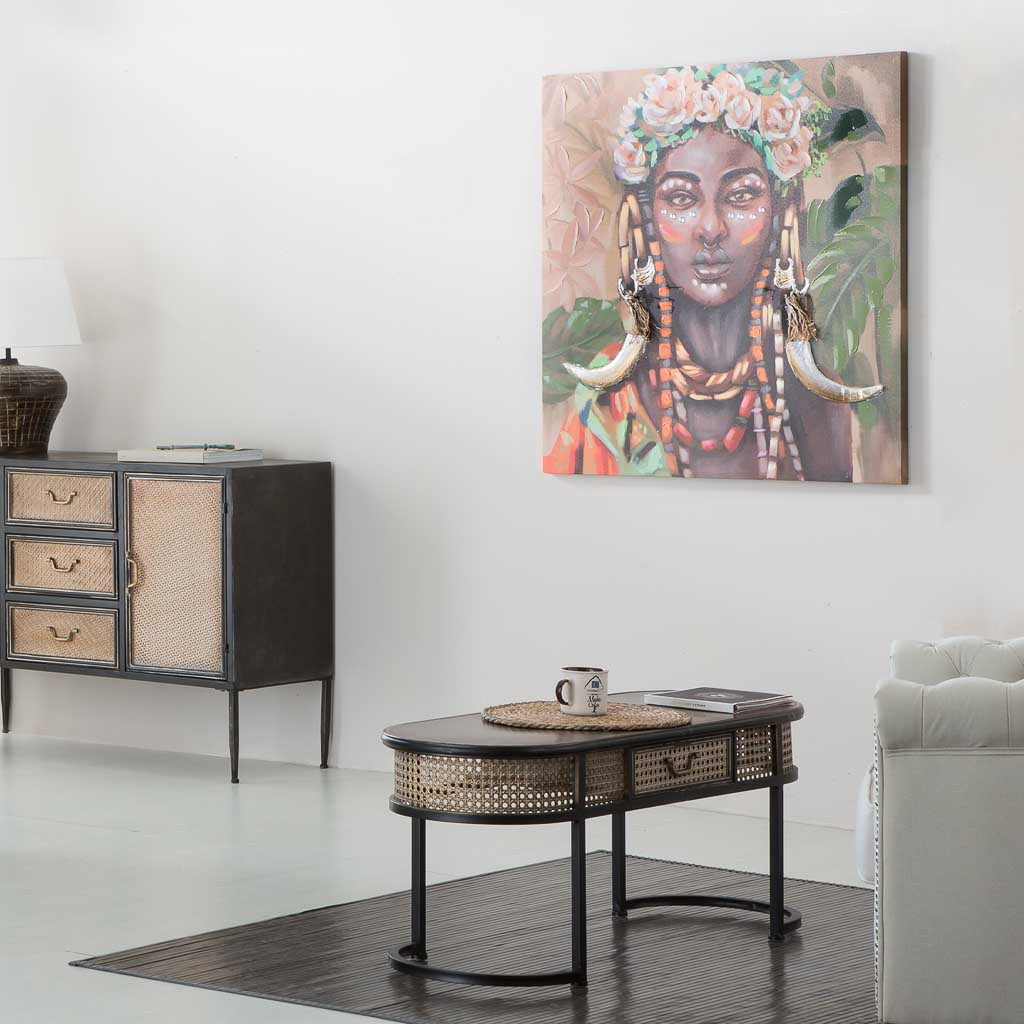 KIT MESA AUXILIAR ALKA DE METAL MARRÓN 1 CAJÓN image 0