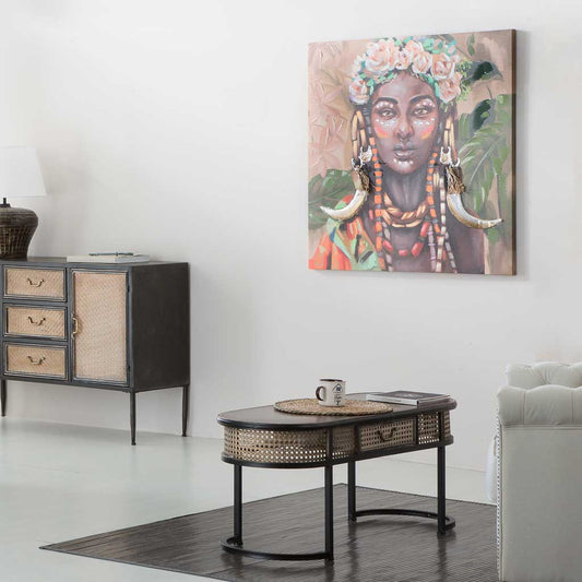 KIT MESA AUXILIAR ALKA DE METAL MARRÓN 1 CAJÓN image 0