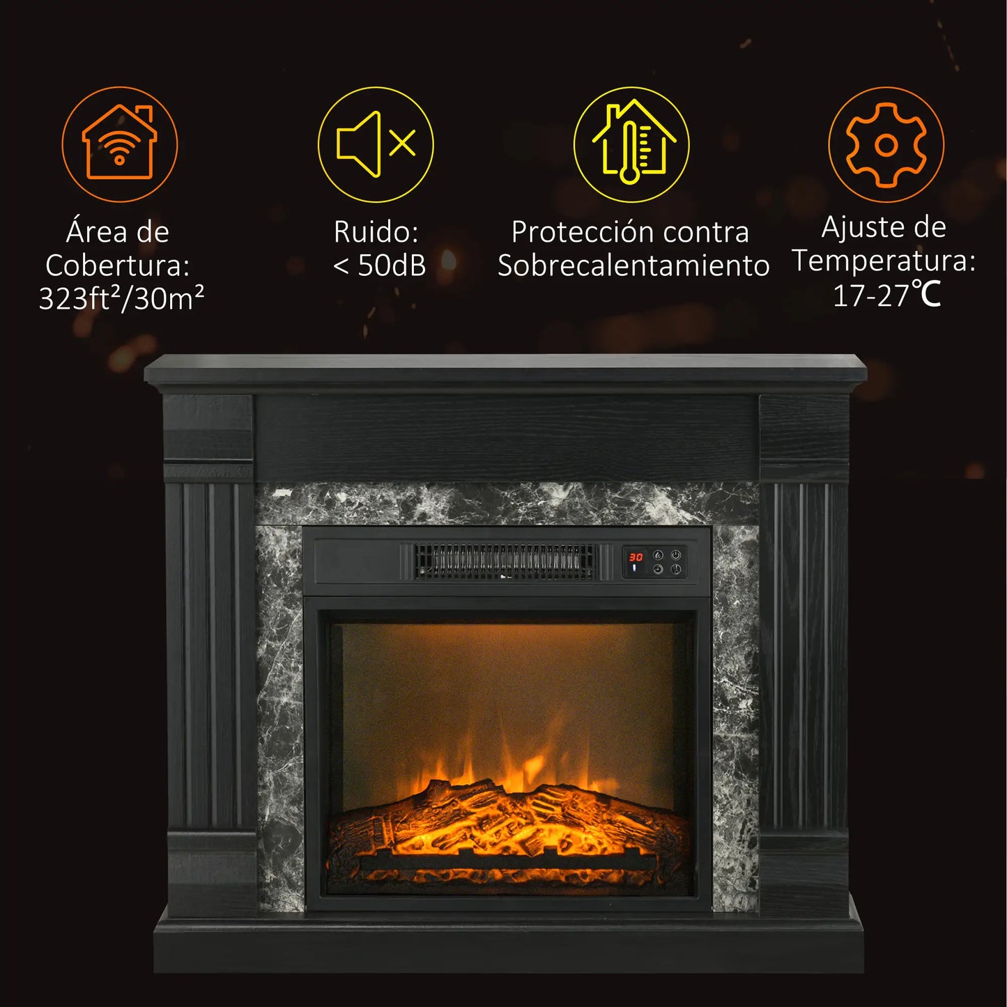 CHIMENEA ELÉCTRICA BLACKNIGHT 3D 1800W 80 CM image 5