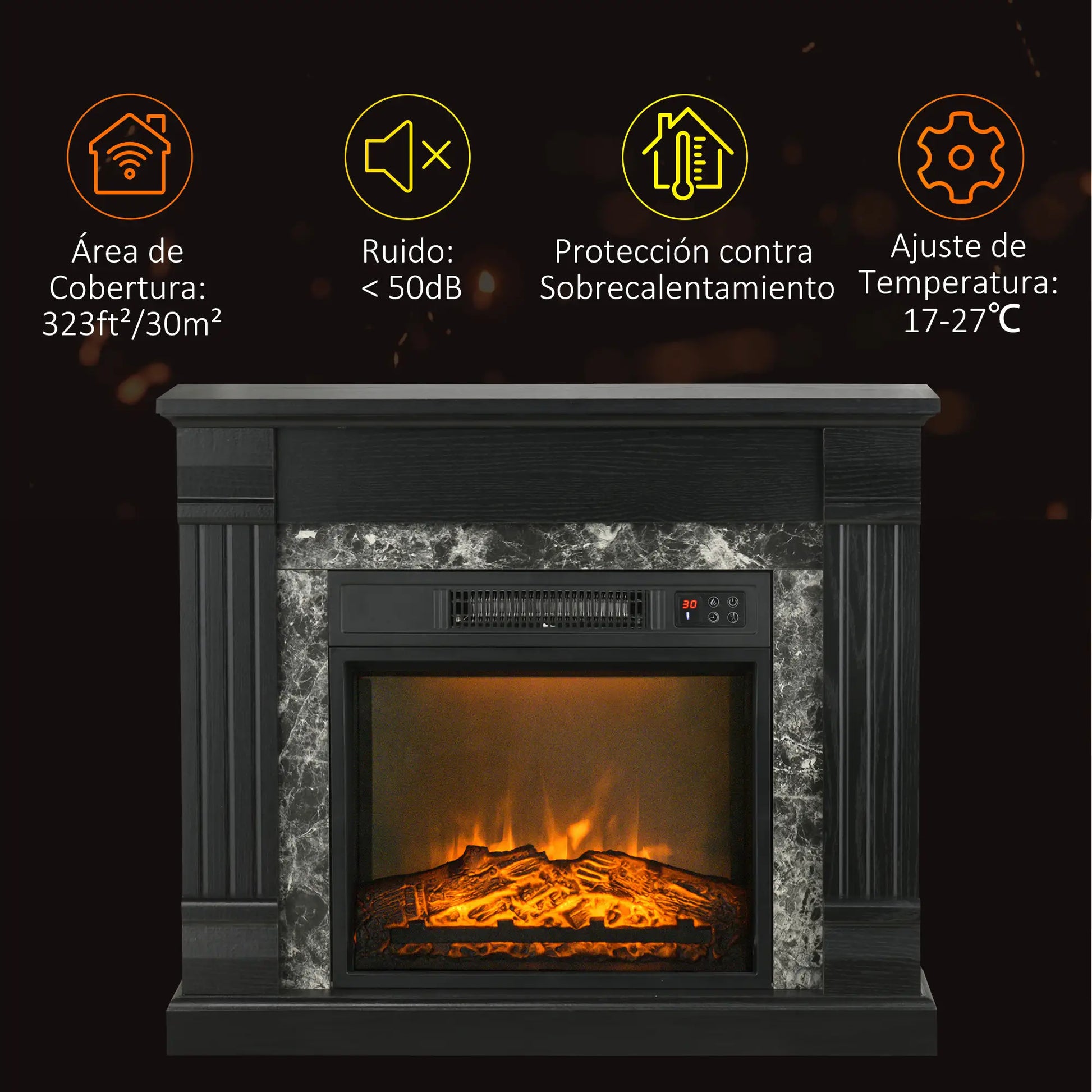 CHIMENEA ELÉCTRICA BLACKNIGHT 3D 1800W 80 CM image 5