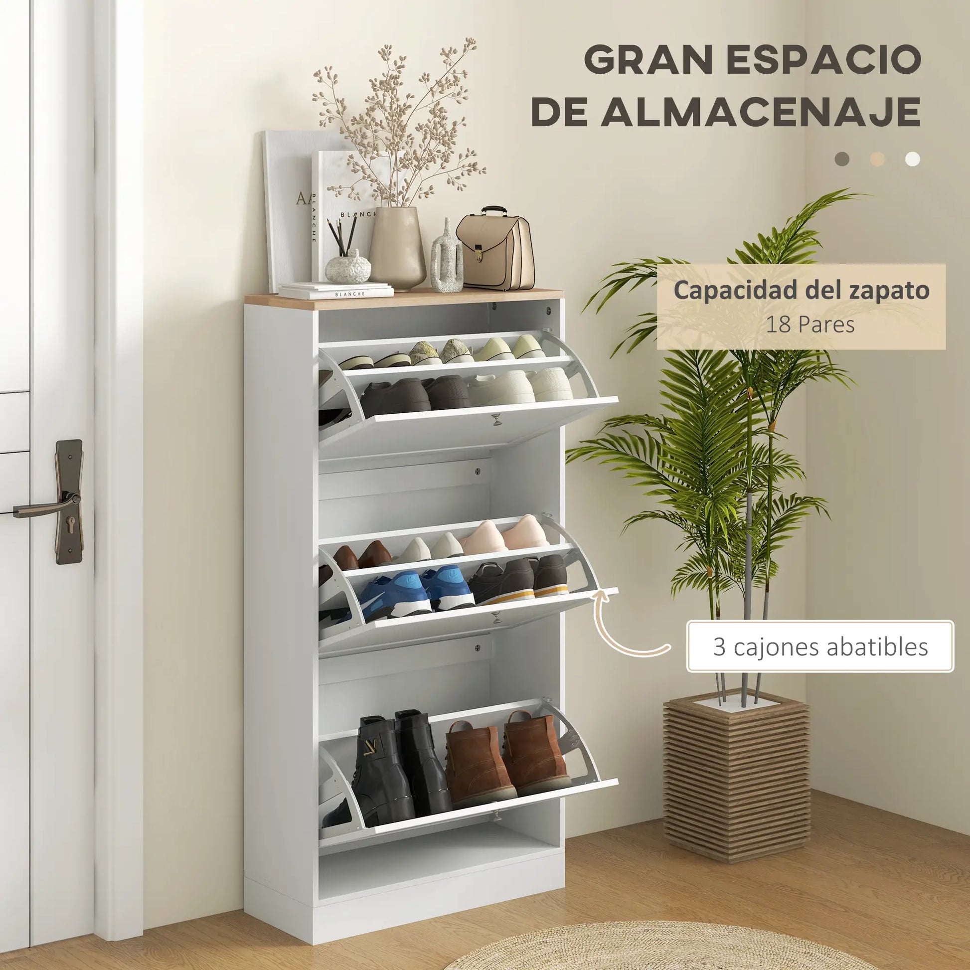 ZAPATERO MODERNO LUMEN 18 CON 3 CAJONES ABATIBLES image 1
