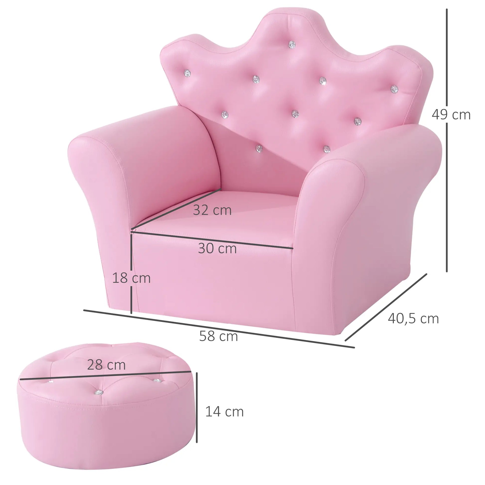 SILLÓN INFANTIL PRINCESS RELAX ROSA CON REPOSAPIÉS image 3