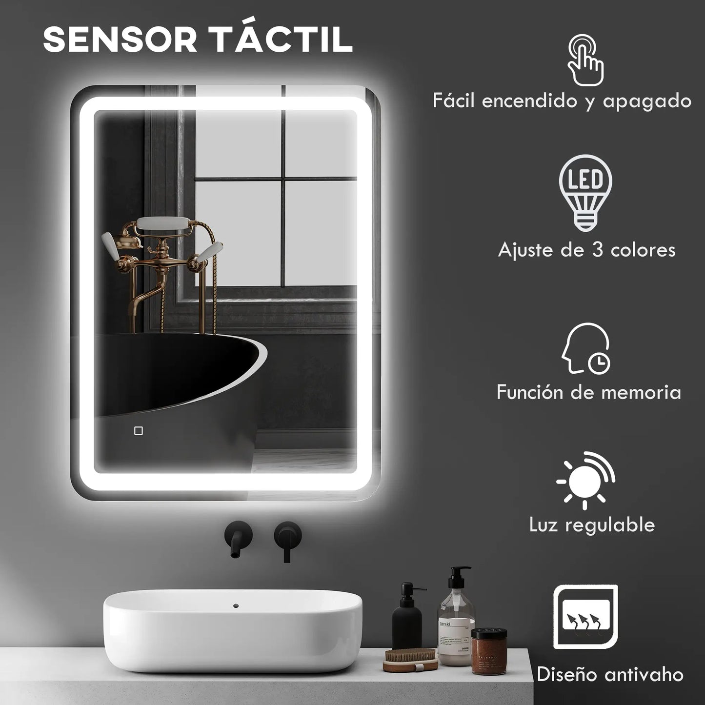 ESPEJO DE BAÑO LED LUMIRA AIR 60X80 CON ANTIVAHO Y MEMORIA image 7
