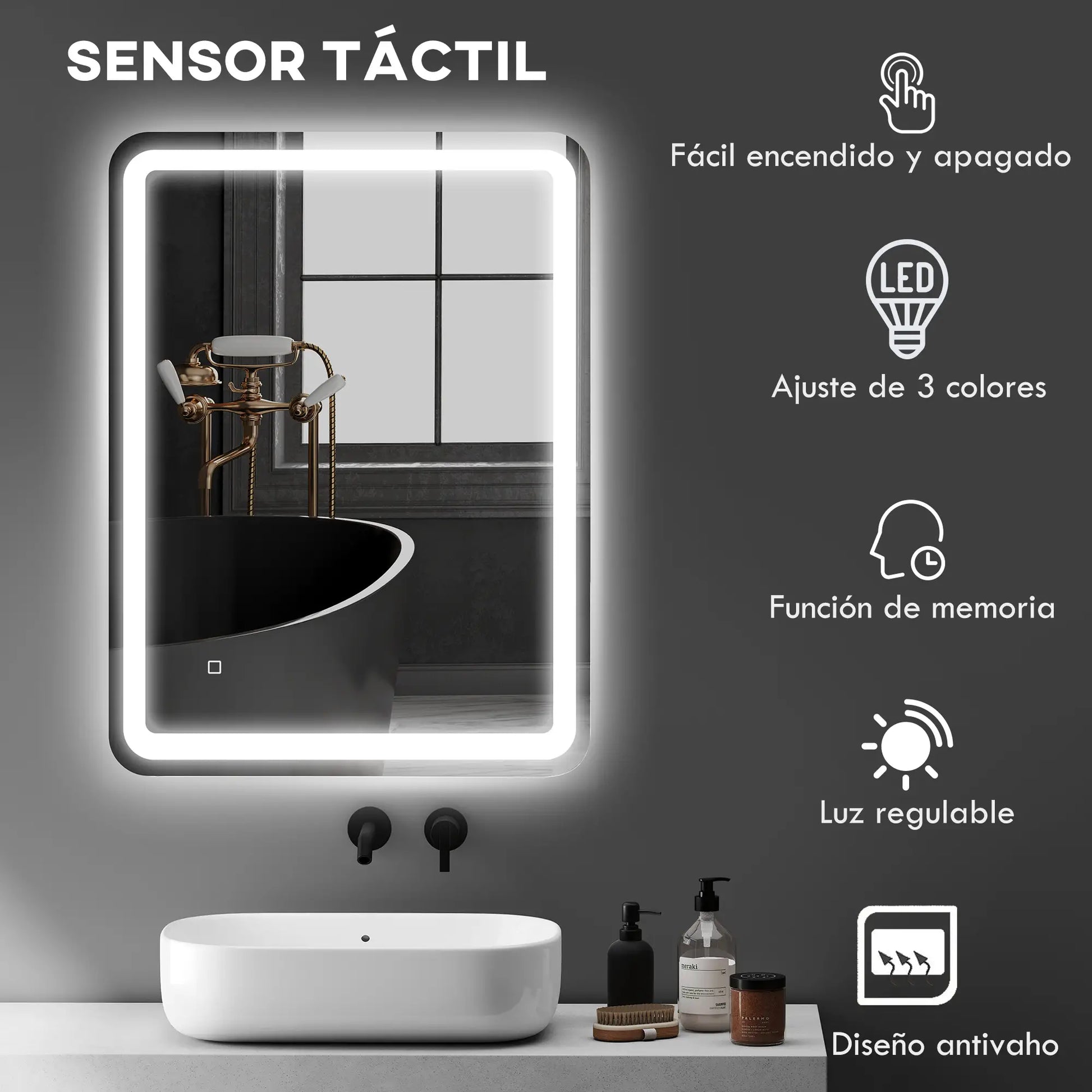 ESPEJO DE BAÑO LED LUMIRA AIR 60X80 CON ANTIVAHO Y MEMORIA image 7