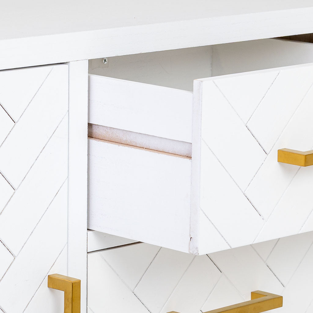 APARADOR MARTA DE MADERA Y METAL BLANCO 1 PUERTA + 3 CAJONES image 4