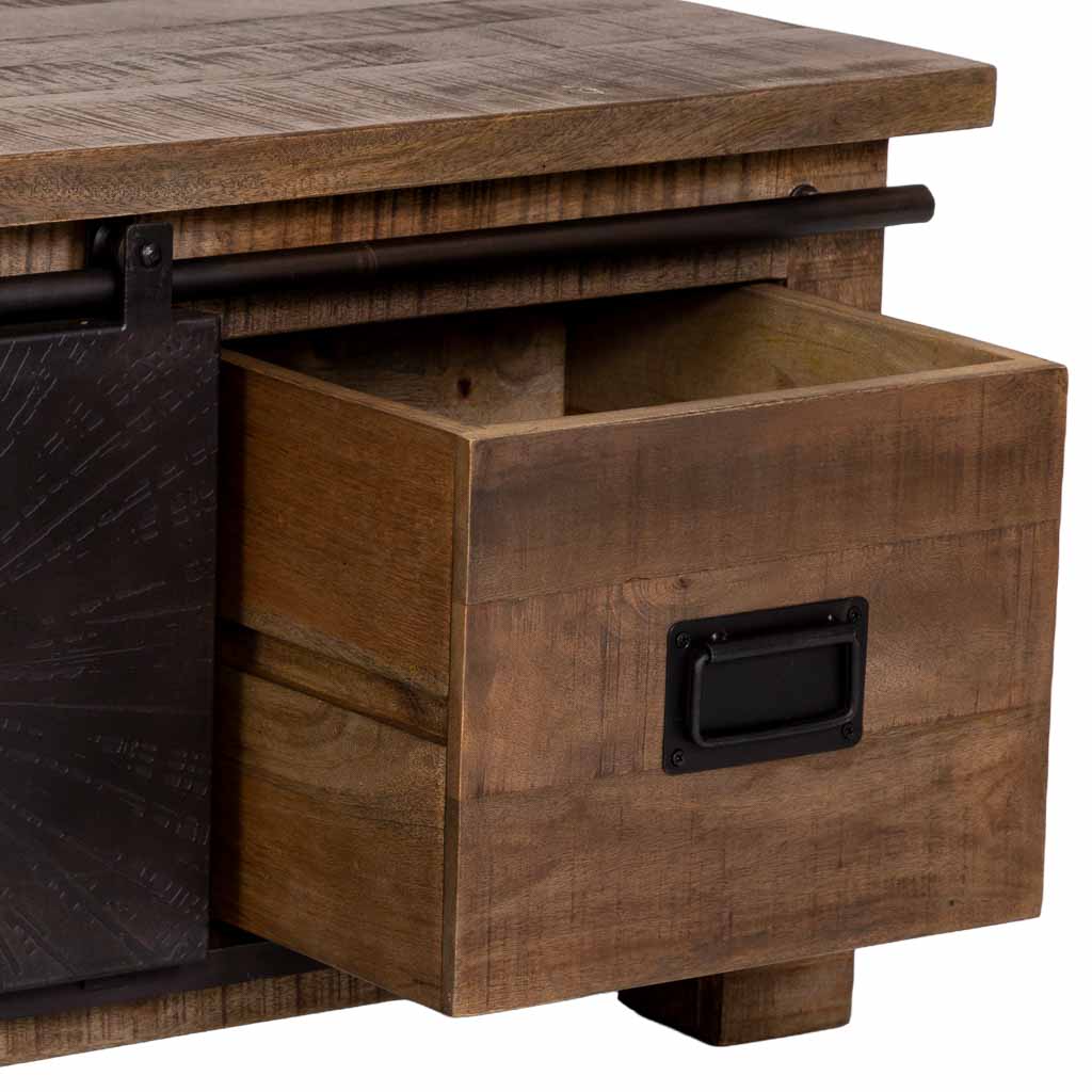 MESA DE CENTRO ÓXIDO ARTESANAL DE MADERA MACIZA image 3