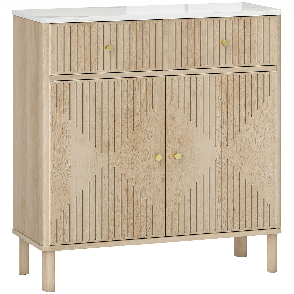 🪵 APARADOR MARBEL OAK – 2 PUERTAS Y 2 CAJONES EN ROBLE CON ENCIMERA EFECTO MÁRMOL