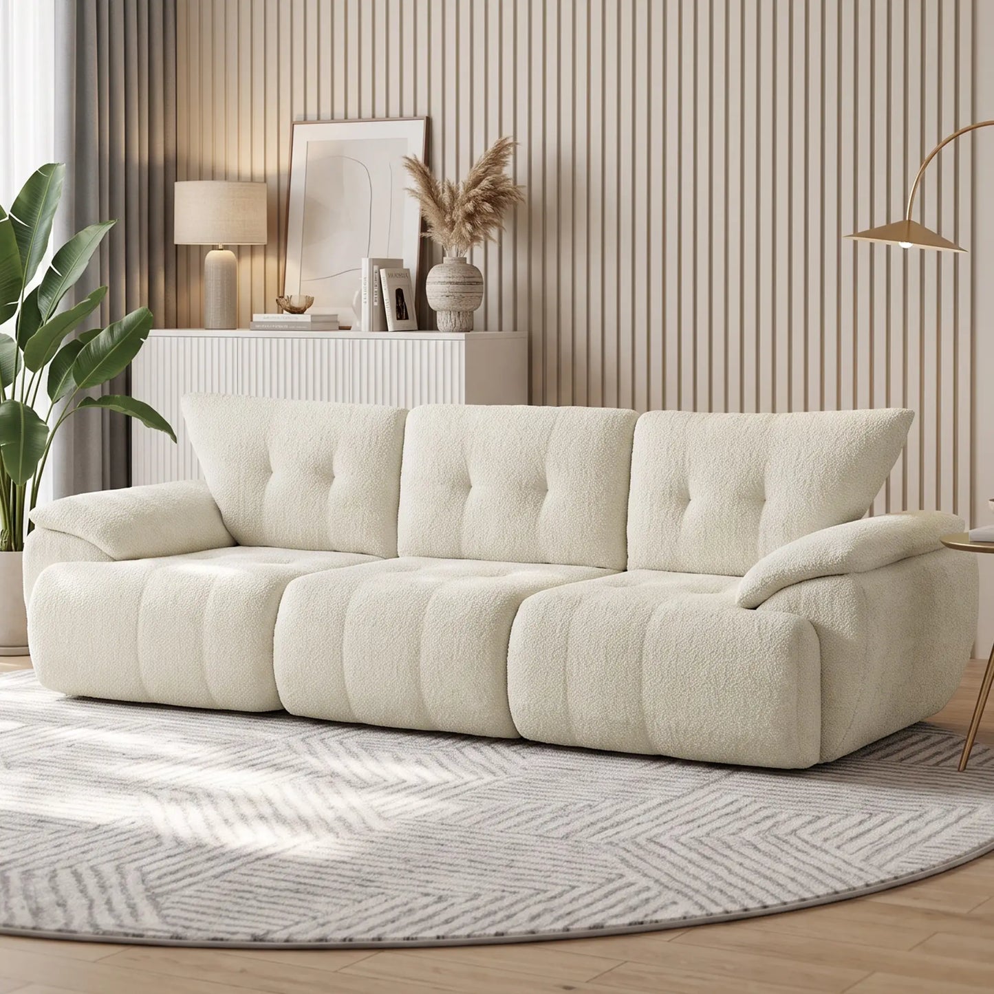 🛋️ Sofá Modular de 3 Plazas en Chenilla – Blanco Crema | JAM MUEBLES
