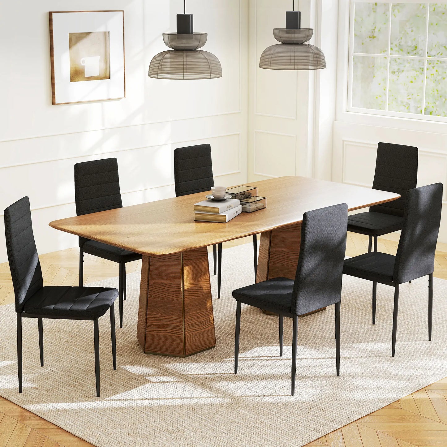 PACK DE 6 SILLAS DE COMEDOR LINO NEGRO – MODELO ATLAS image 0