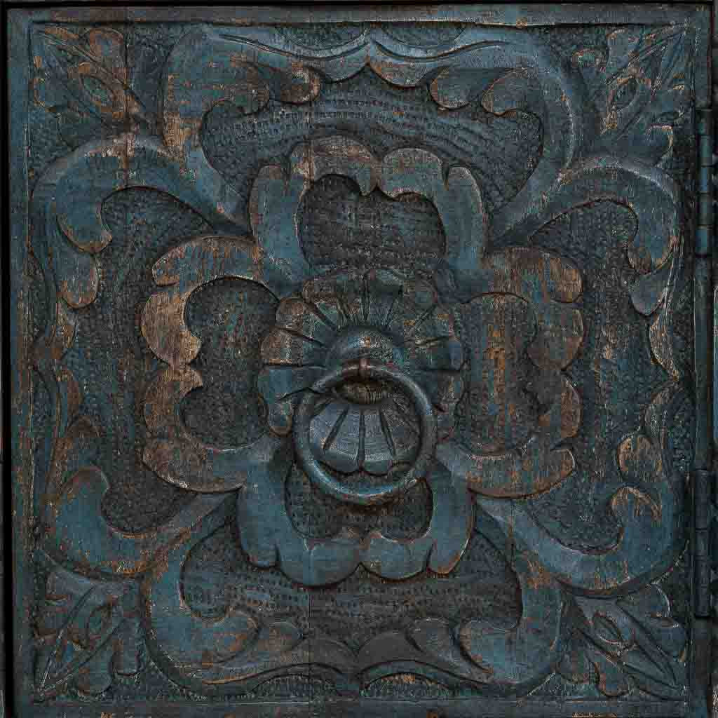 MESITA DE NOCHE 1P DALIAN ARTESANAL AZUL PATINADO DE MADERA image 7