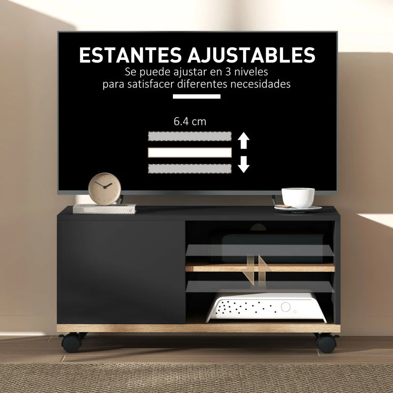 MUEBLE TV CON RUEDAS NEGRO image 3