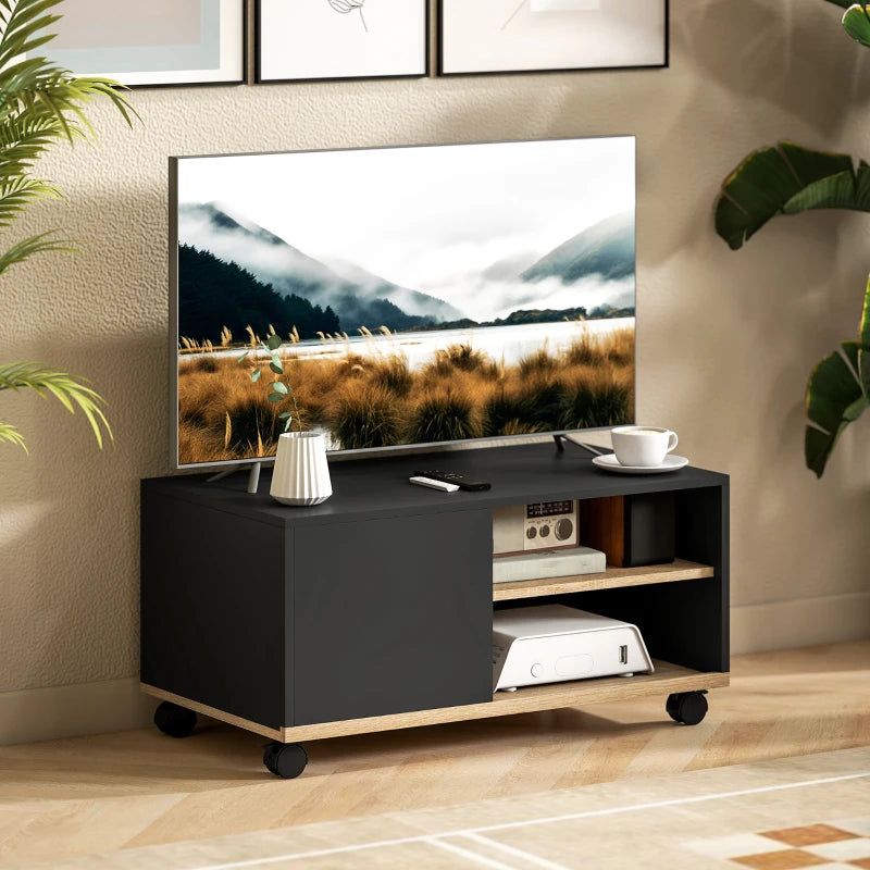 MUEBLE TV CON RUEDAS NEGRO image 0