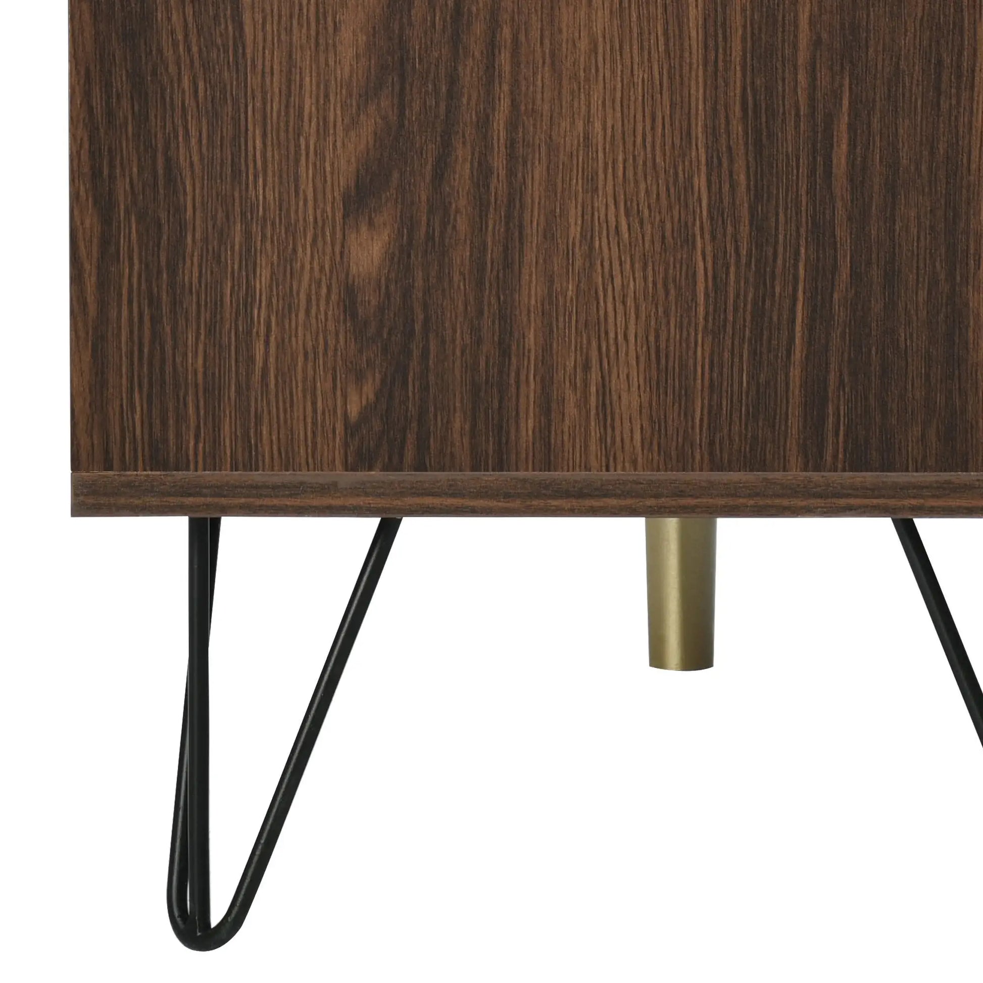 Mueble TV Móvil Natural con Puertas de Madera Maciza y Patas de Hierro image 7