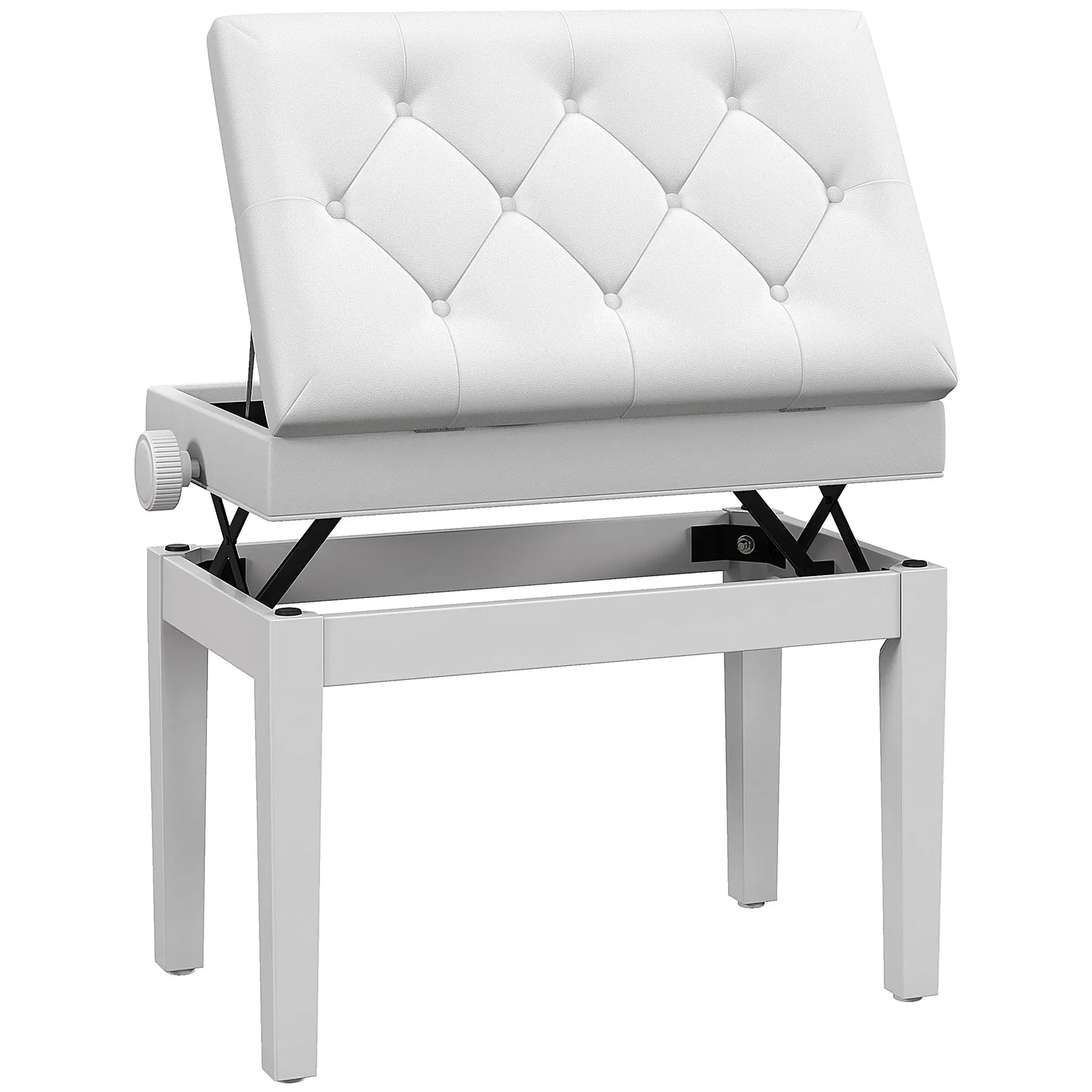 BANQUETA DE PIANO HARMONY LIFT BLANCA AJUSTABLE CON ALMACENAJE image 1