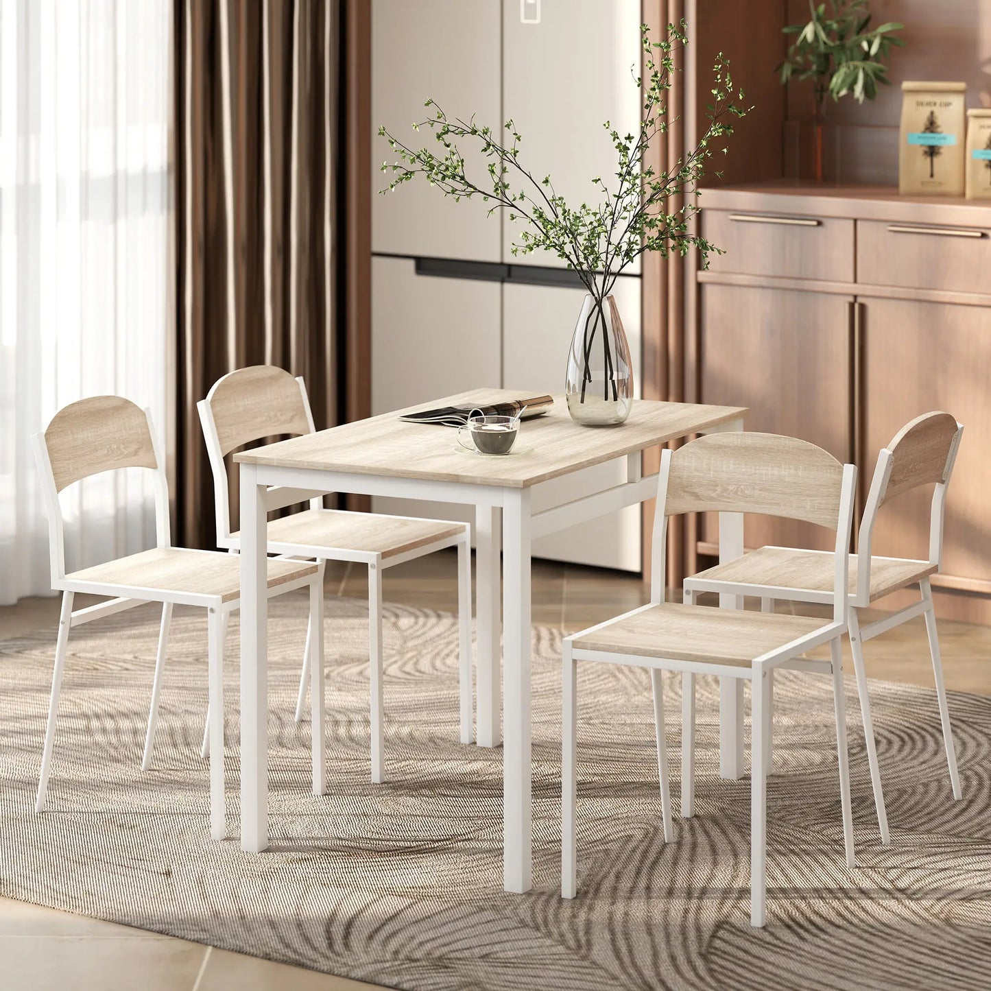 JUEGO DE MESA Y 4 SILLAS DE COMEDOR ESTILO MODERNO BLANCO – MODELO NORDIC image 5