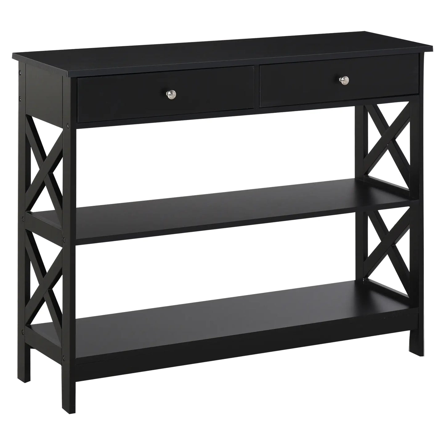 CONSOLA MODERNA NEGRA “BLACK X-LINE DOUBLE DRAWER” image 1