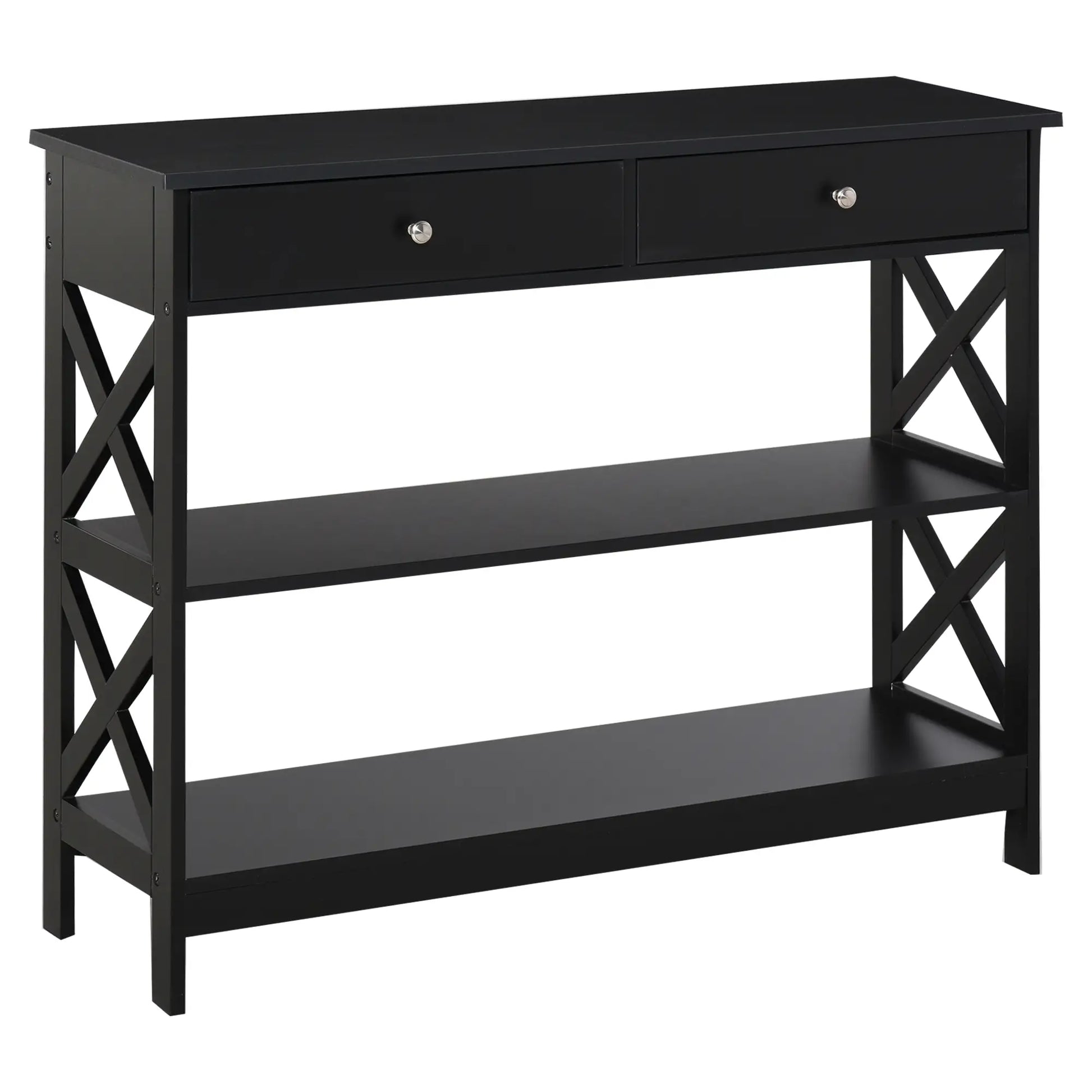 CONSOLA MODERNA NEGRA “BLACK X-LINE DOUBLE DRAWER” image 1