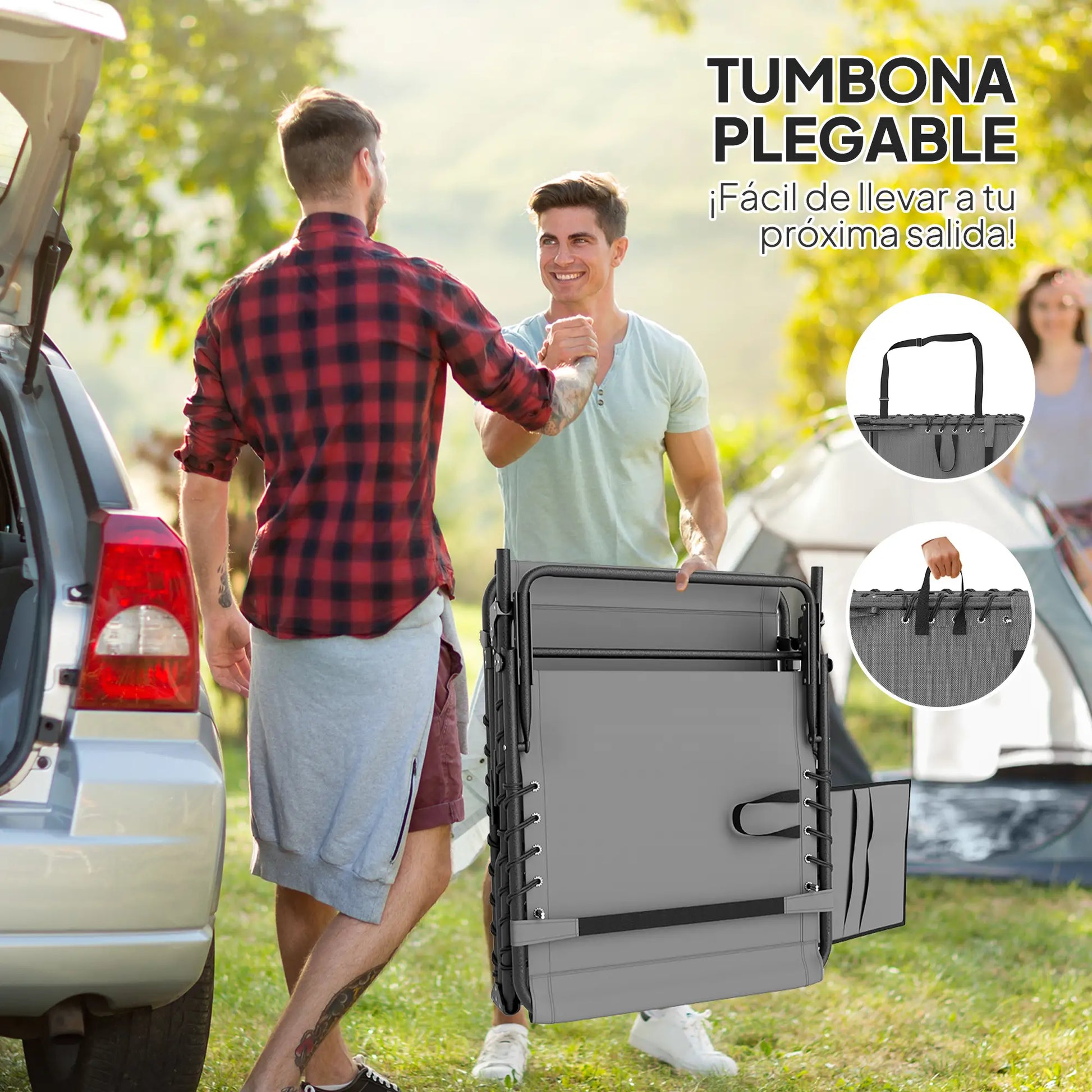TUMBONA DE JARDÍN PLEGABLE RECLINABLE STEEL COMFORT PRO GRIS image 3
