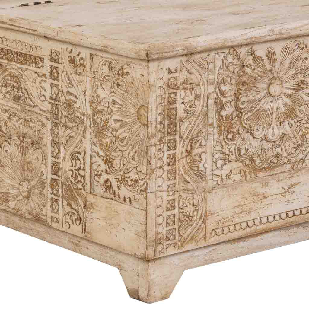 MESA DE CENTRO DALIAN ARTESANAL BLANCO ENVEJECIDO image 4