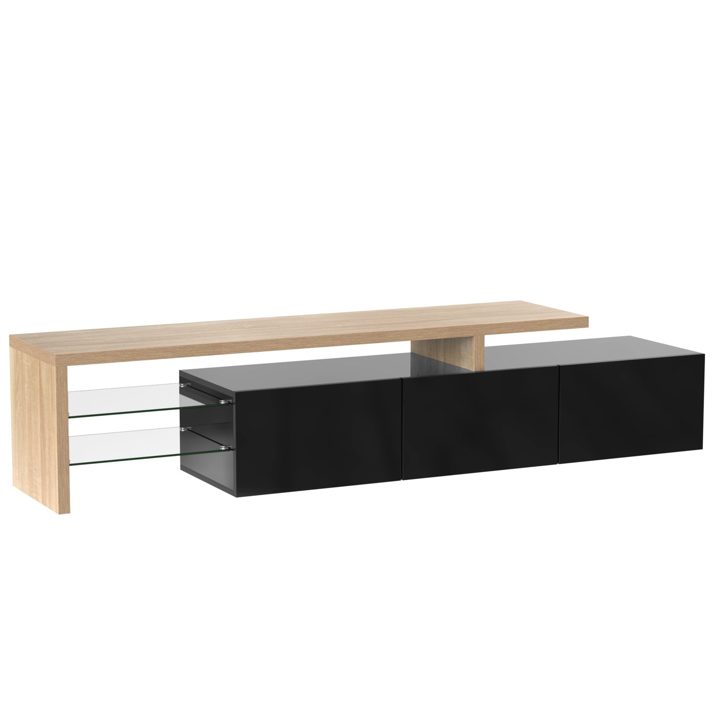 MUEBLE TV “LUX BLACK WOOD LED” 197,5 CM image 1