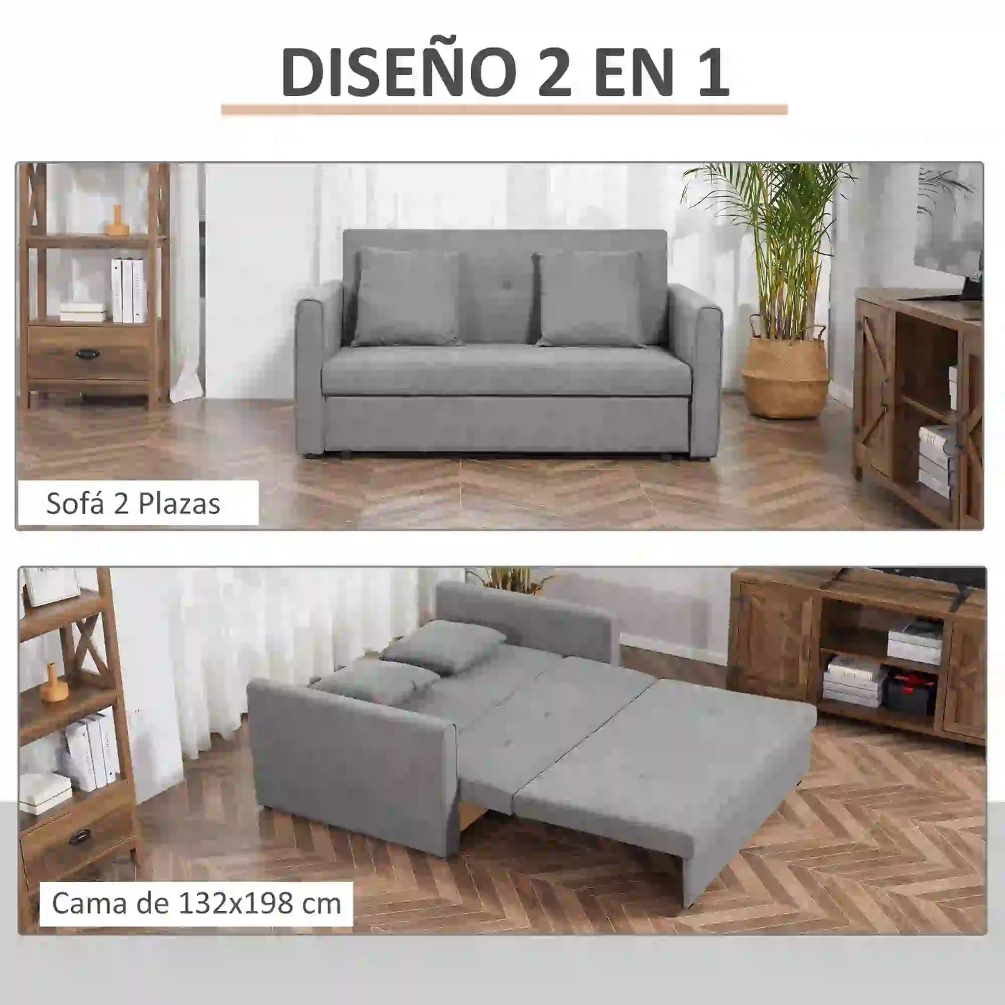 SOFÁ CAMA DE 2 PLAZAS MODELO TURÍN CON ARCÓN image 2