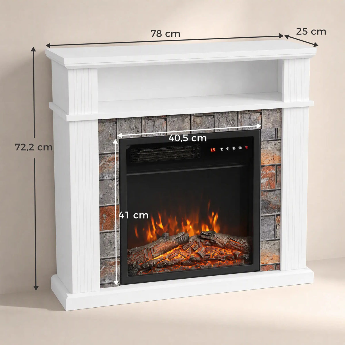 🔥 CHIMENEA ELÉCTRICA WHITE ELEGANCE 88 – BLANCA CON REPISA, EFECTO LLAMA Y CALEFACCIÓN DE 1800 W