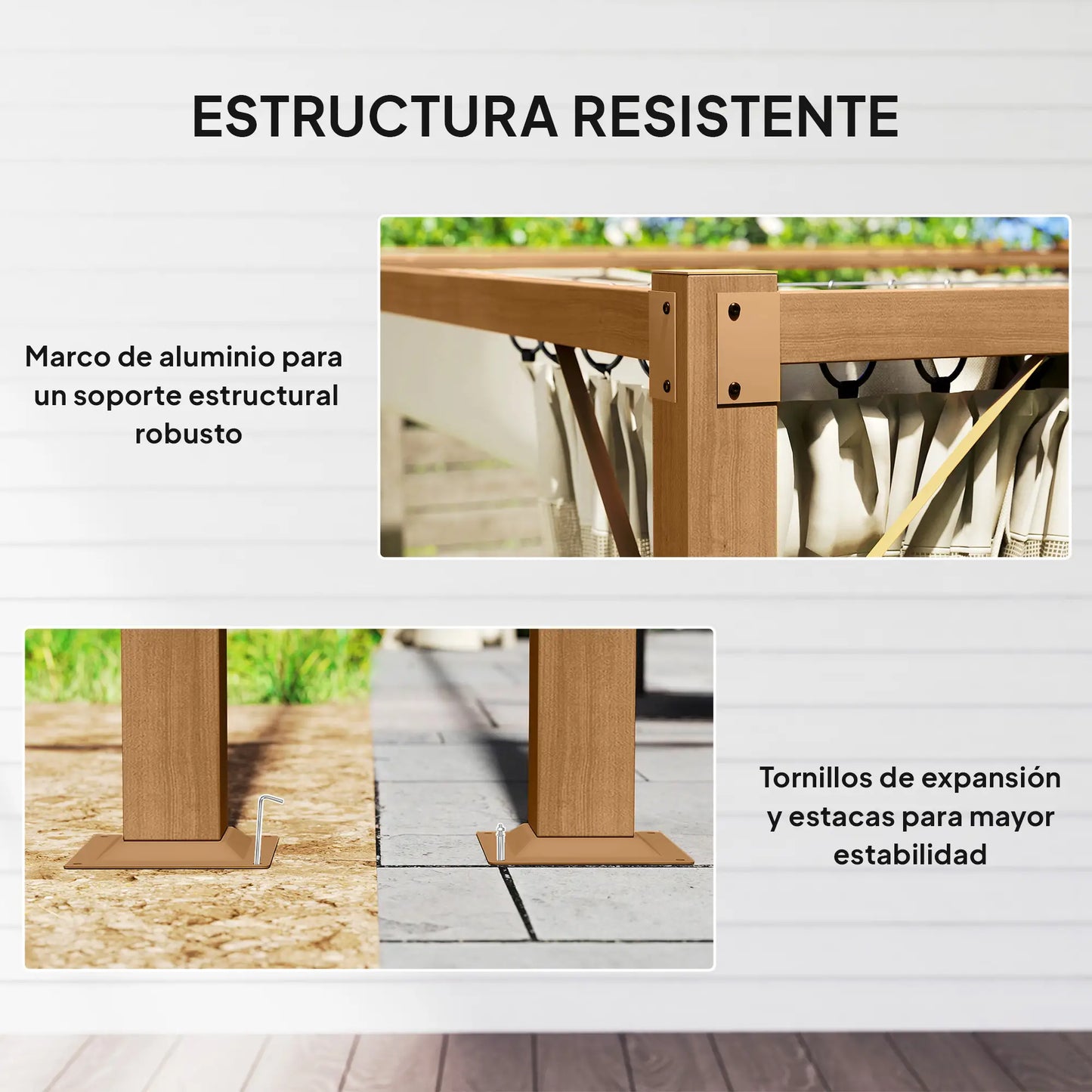 🌿 PÉRGOLA DE JARDÍN “NATURSHADE” 4x3m – RETRÁCTIL CON MOSQUITERAS Y EFECTO MADERA