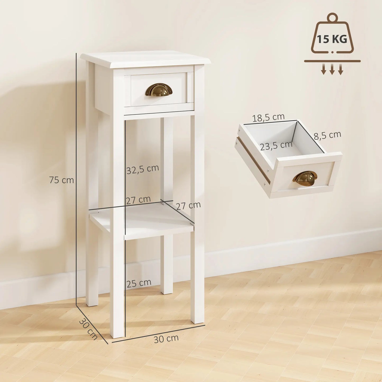 🤍 Pack 2 Mesas Auxiliares WHITE HOME – Con Cajón