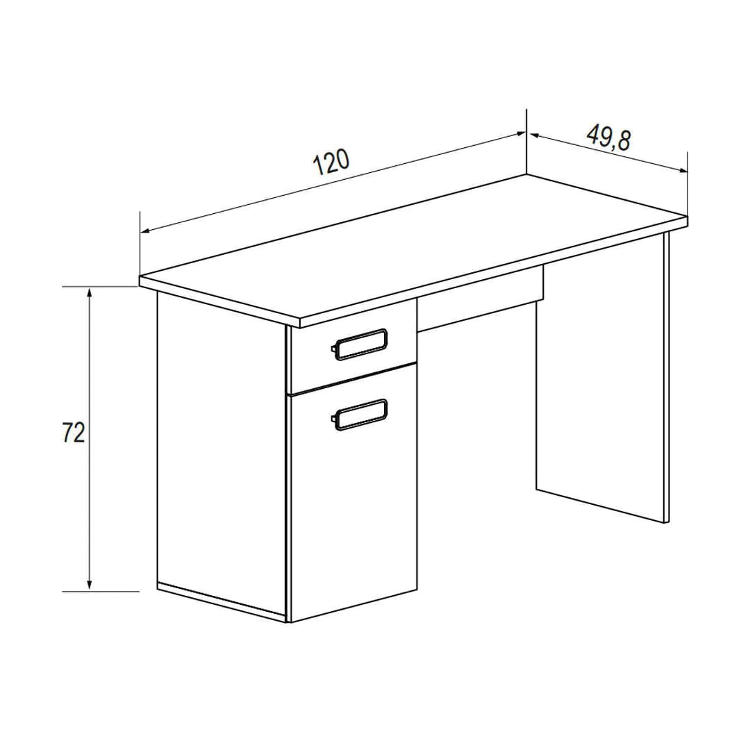 Mesa Estudio de 120 cm con Cajón y Puerta Cambrian/Blanco image 2