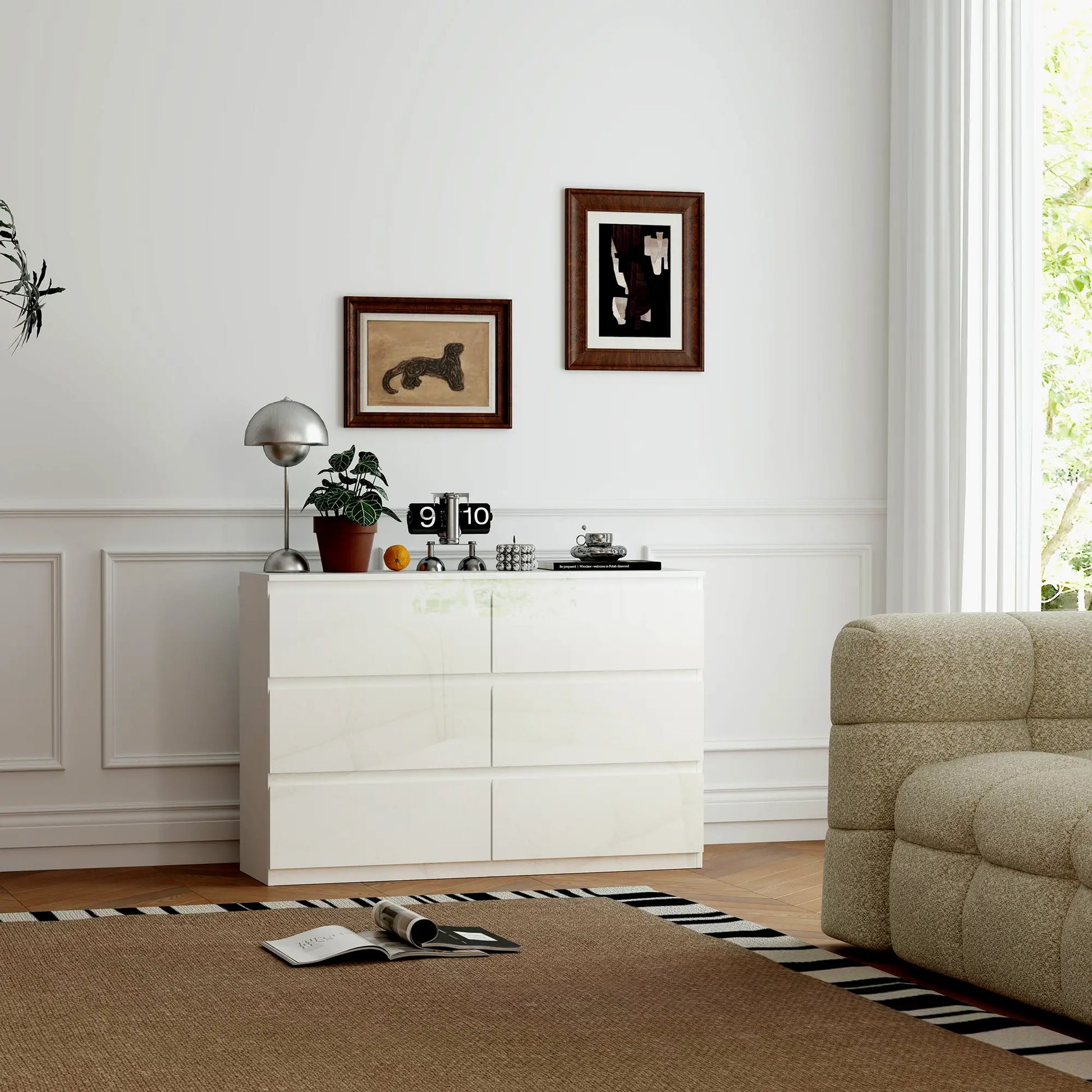 CÓMODA DE DORMITORIO ARLUXA SIX CON 6 CAJONES · ESTILO MODERNO · BLANCO BRILLO image 8