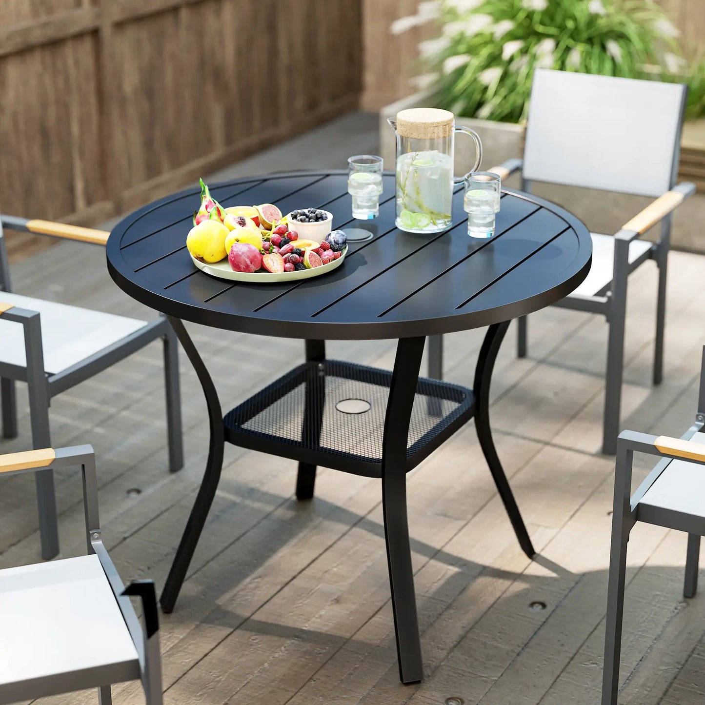 MESA DE COMEDOR EXTERIOR REDONDA BLACK SHADE Ø90 CM – CON ORIFICIO PARA SOMBRILL image 5