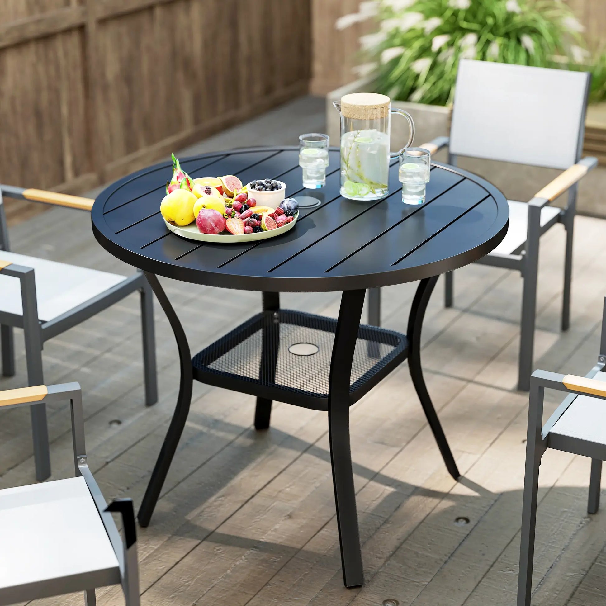 MESA DE COMEDOR EXTERIOR REDONDA BLACK SHADE Ø90 CM – CON ORIFICIO PARA SOMBRILL image 5