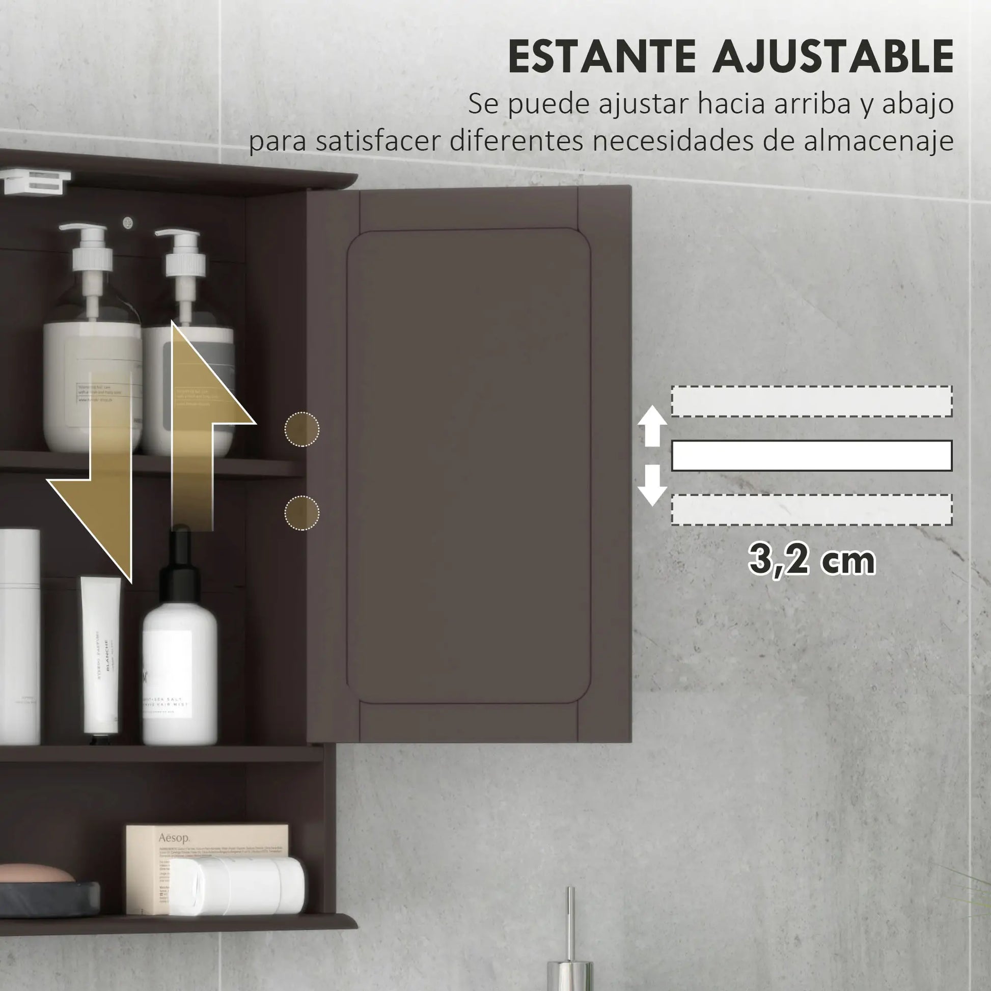 ARMARIO DE BAÑO VALMORA DARK CON ESPEJO Y ESTANTE AJUSTABLE image 3