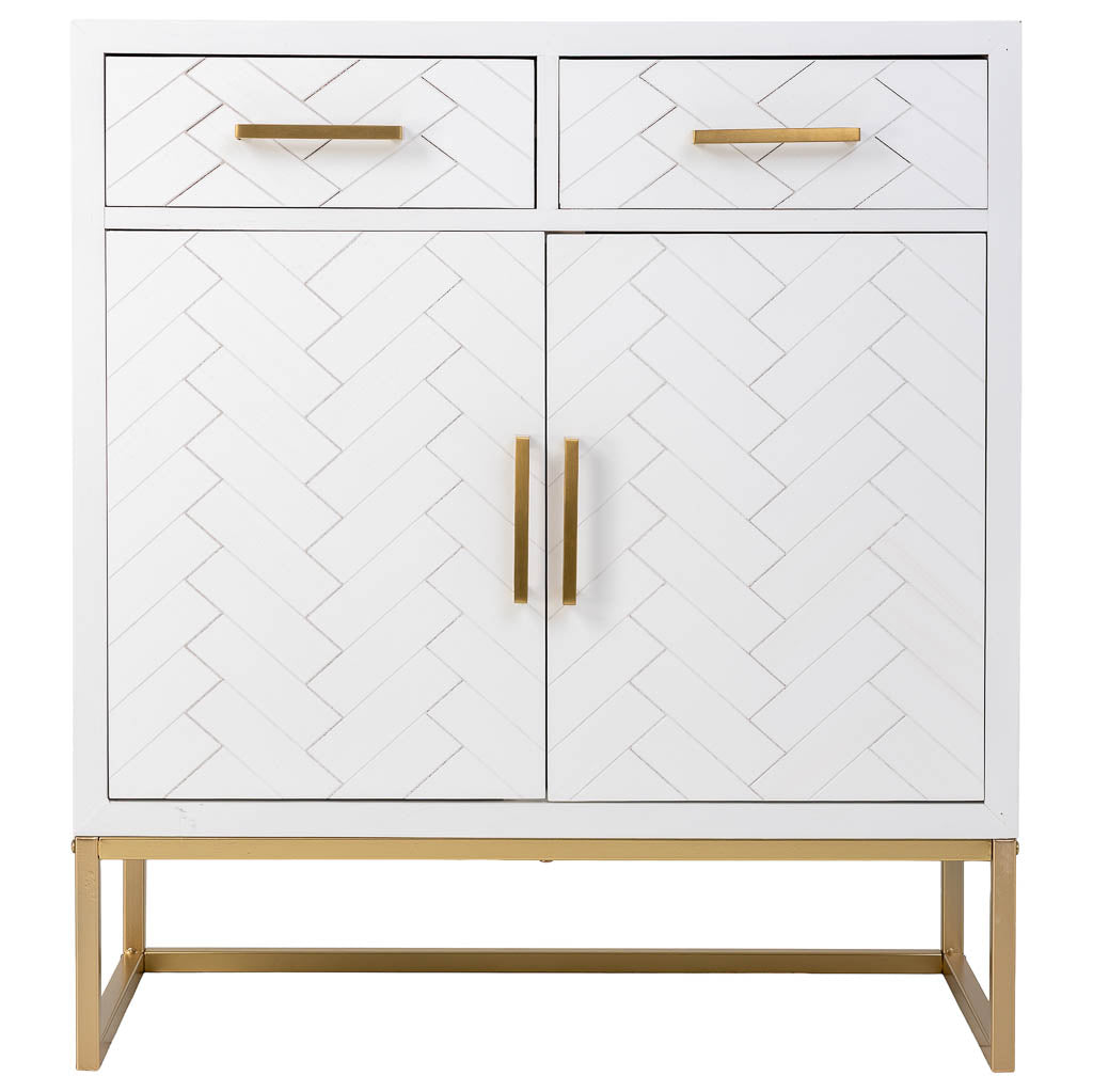 APARADOR MARTA DE MADERA Y METAL BLANCO 2 CAJONES + 2 PUERTAS image 2