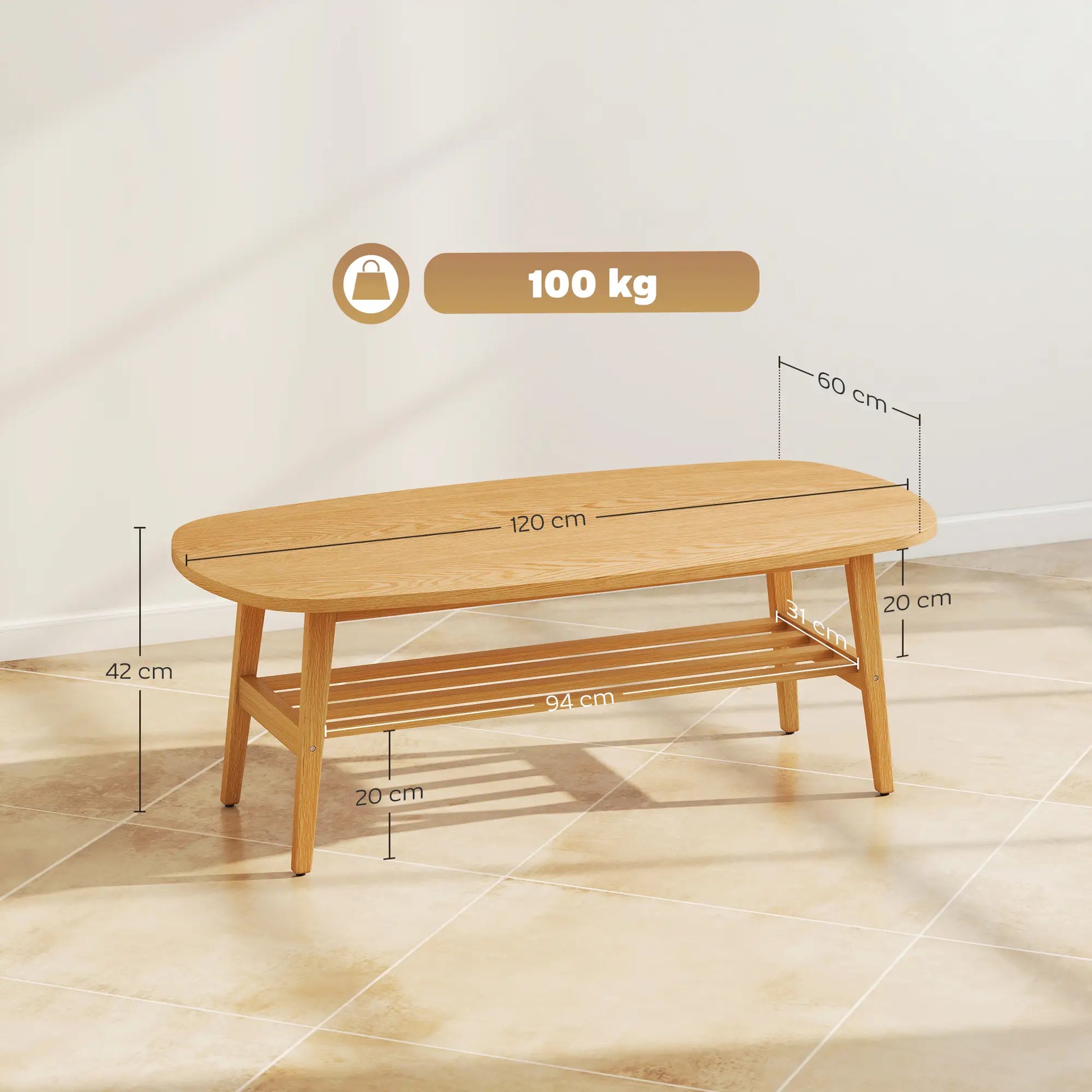 MESA DE CENTRO MODERNA OVALADA NORDIC OPEN image 2