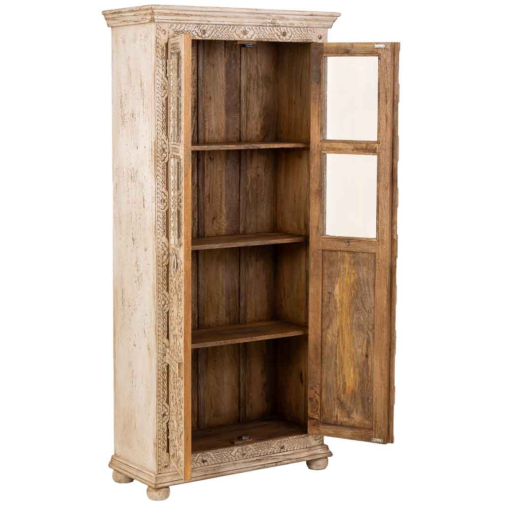 VITRINA DALIAN ARTESANAL BEIGE DE MADERA MACIZA image 1