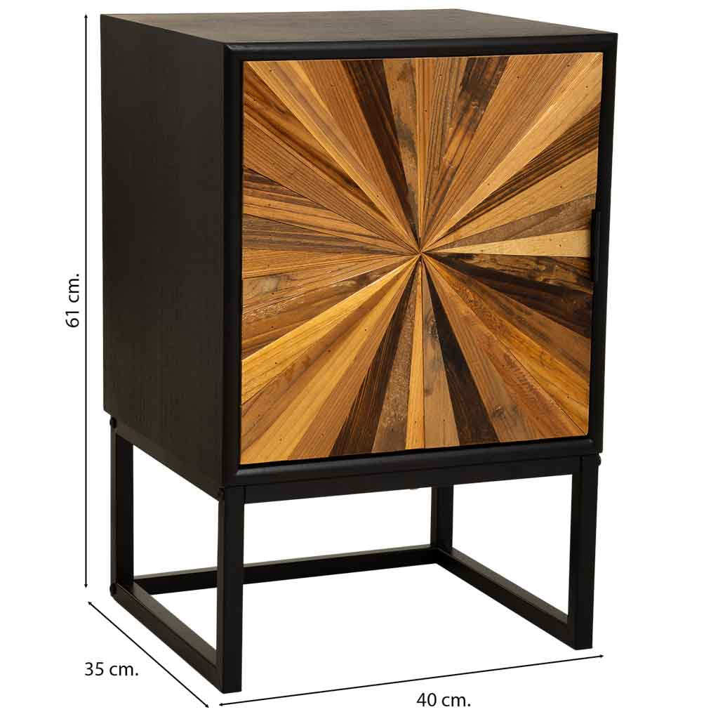 MESITA DE NOCHE TAKI DE MADERA RECUPERADA NEGRA 1 PUERTA image 1